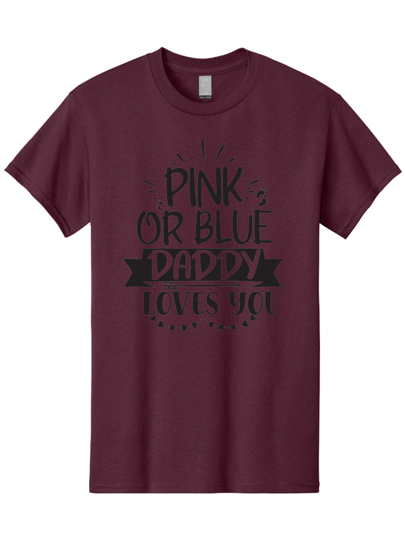 Pink-Or-Blue-Daddy-Loves-You Men'S Graphic Tee, 100% Cotton, Comfortable Casual Summer Wear, Machine Washable, Gender Reveal Announcement, Daddy Loves You, Pink Or Blue, Baby Shower Decoration, Pregnancy Reveal, Funny Quote, Cute Design, Aad457 7