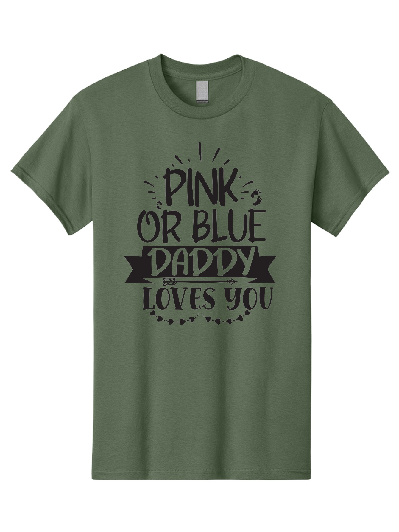 Pink-Or-Blue-Daddy-Loves-You Men'S Graphic Tee, 100% Cotton, Comfortable Casual Summer Wear, Machine Washable, Gender Reveal Announcement, Daddy Loves You, Pink Or Blue, Baby Shower Decoration, Pregnancy Reveal, Funny Quote, Cute Design, Aad457 3
