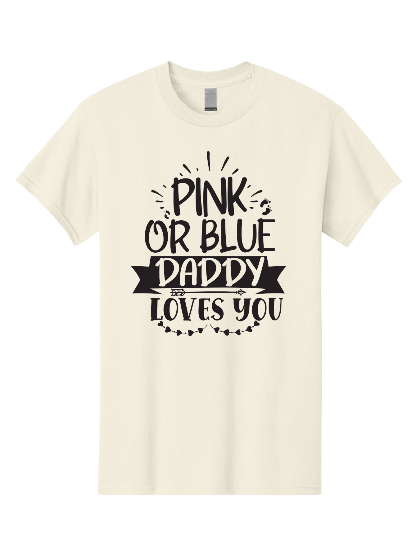 Pink-Or-Blue-Daddy-Loves-You Men'S Graphic Tee, 100% Cotton, Comfortable Casual Summer Wear, Machine Washable, Gender Reveal Announcement, Daddy Loves You, Pink Or Blue, Baby Shower Decoration, Pregnancy Reveal, Funny Quote, Cute Design, Aad457 27