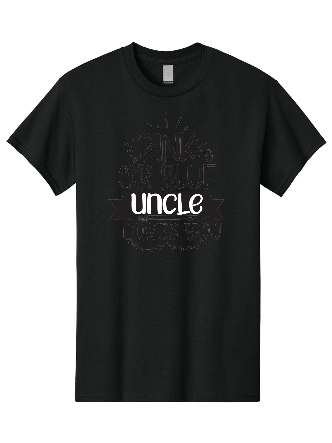 Pink-Or-Blue-Uncle-Loves-You Men'S Graphic Tee, 100% Cotton, Comfortable Casual Summer Wear, Machine Washable, Pink Or Blue, Uncle Loves You, Baby Shower, Gender Reveal, Uncles Day, Love Message, Baby Feet Aad462 29