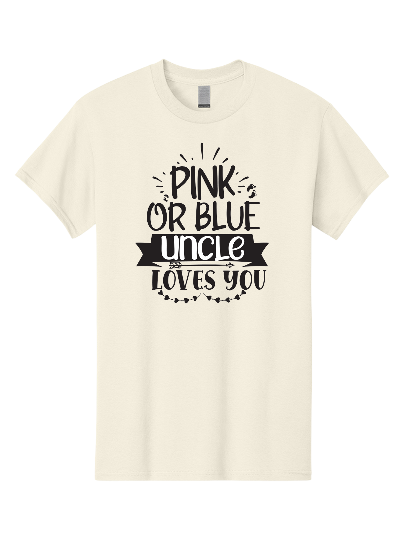 Pink-Or-Blue-Uncle-Loves-You Men'S Graphic Tee, 100% Cotton, Comfortable Casual Summer Wear, Machine Washable, Pink Or Blue, Uncle Loves You, Baby Shower, Gender Reveal, Uncles Day, Love Message, Baby Feet Aad462 21