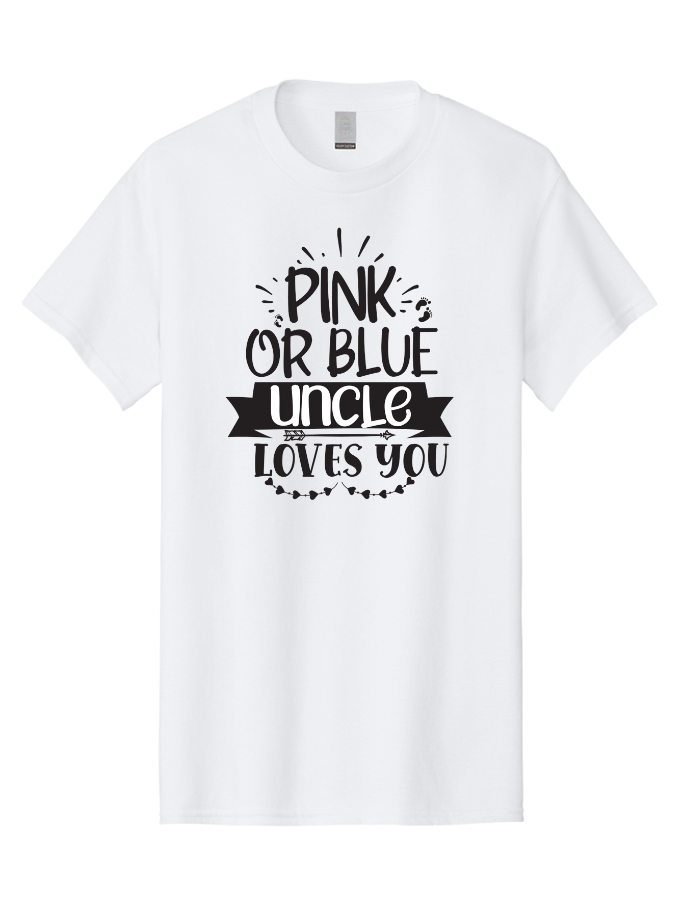 Pink-Or-Blue-Uncle-Loves-You Men'S Graphic Tee, 100% Cotton, Comfortable Casual Summer Wear, Machine Washable, Pink Or Blue, Uncle Loves You, Baby Shower, Gender Reveal, Uncles Day, Love Message, Baby Feet Aad462 23