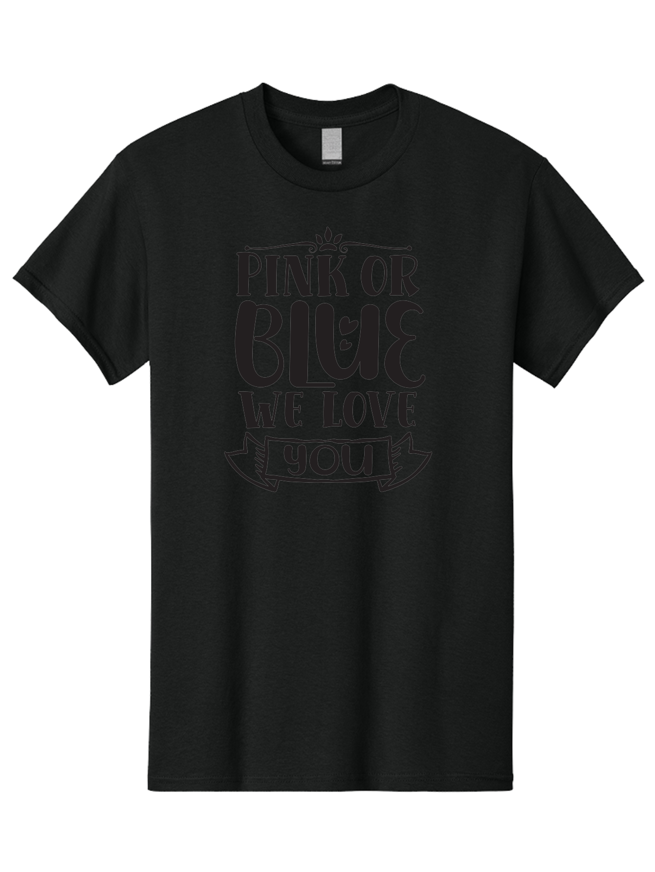 Pink-Or-Blue-We-Love-You Men'S Graphic Tee, 100% Cotton, Comfortable Casual Summer Wear, Machine Washable, Gender Reveal Message, Baby Love, Pink Or Blue, Cute Design, Ribbon Banner, Decorative Text, Heartfelt Message, Sweet Sentiment Aad463 25