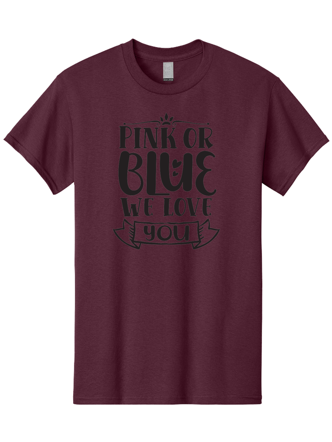 Pink-Or-Blue-We-Love-You Men'S Graphic Tee, 100% Cotton, Comfortable Casual Summer Wear, Machine Washable, Gender Reveal Message, Baby Love, Pink Or Blue, Cute Design, Ribbon Banner, Decorative Text, Heartfelt Message, Sweet Sentiment Aad463 19