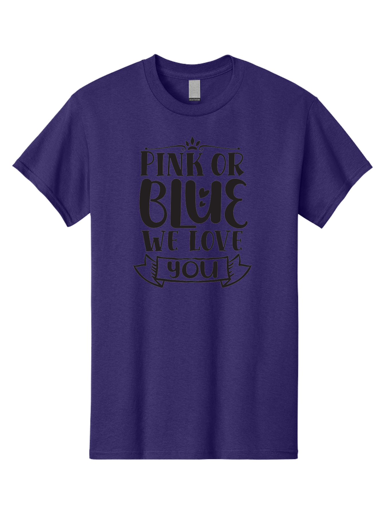 Pink-Or-Blue-We-Love-You Men'S Graphic Tee, 100% Cotton, Comfortable Casual Summer Wear, Machine Washable, Gender Reveal Message, Baby Love, Pink Or Blue, Cute Design, Ribbon Banner, Decorative Text, Heartfelt Message, Sweet Sentiment Aad463 11