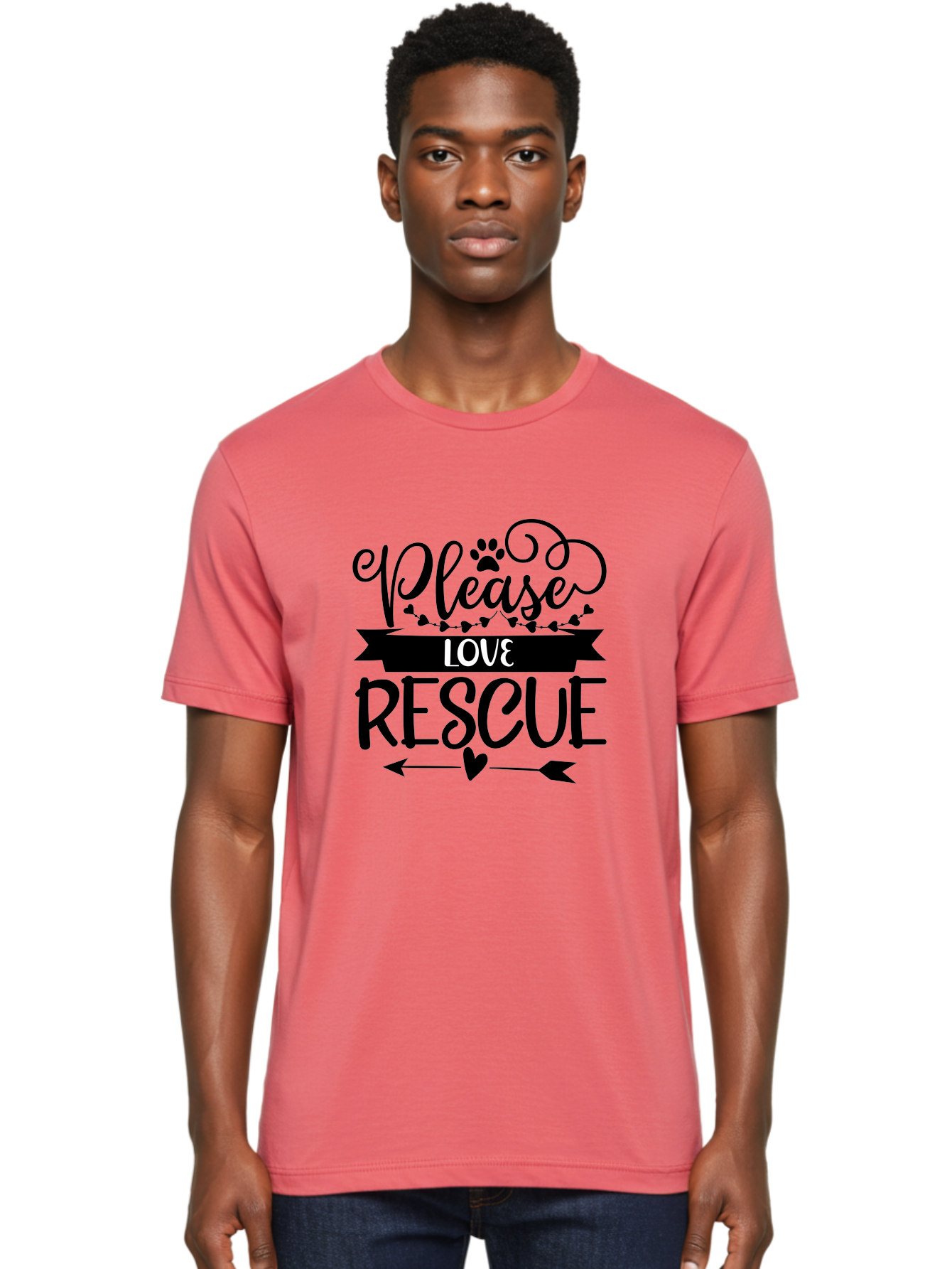Please-Love-Rescue Men'S Graphic Tee, 100% Cotton, Comfortable Casual Summer Wear, Machine Washable, Animal Rescue, Pet Adoption, Love Animals, Adopt Don'T Shop, Animal Welfare, Charity Support, Kindness To Animals, Rescue Mission Aad464 18
