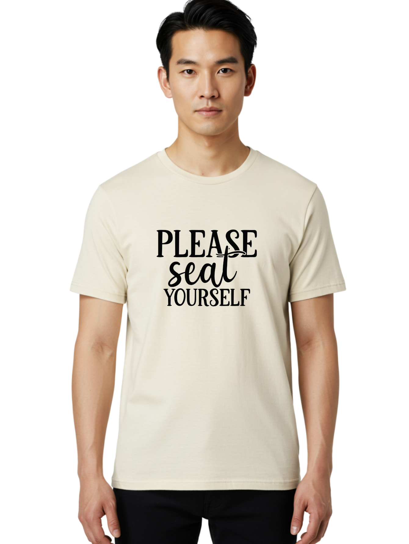 Please-Seat-Yourself Men'S Graphic Tee, 100% Cotton, Comfortable Casual Summer Wear, Machine Washable, Funny Typography, Playful Phrases, Quirky Quotes, Clever Sayings, Humorous Designs, Witty One-Liners, Please Seat Yourself, Typographic Art Aad465 12