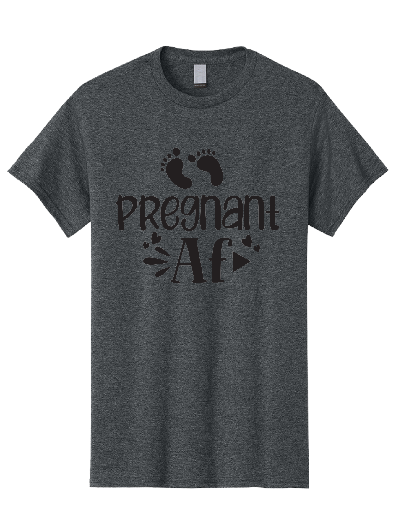 Pregnant-Af Men'S Graphic Tee, 100% Cotton, Comfortable Casual Summer Wear, Machine Washable, Baby Feet, Pregnant Announcement, Playful Typography, Whimsical Design, Heart Motifs, Expectation, Joy, Celebration, Family, Love, Expectant Mother, Aad466 9