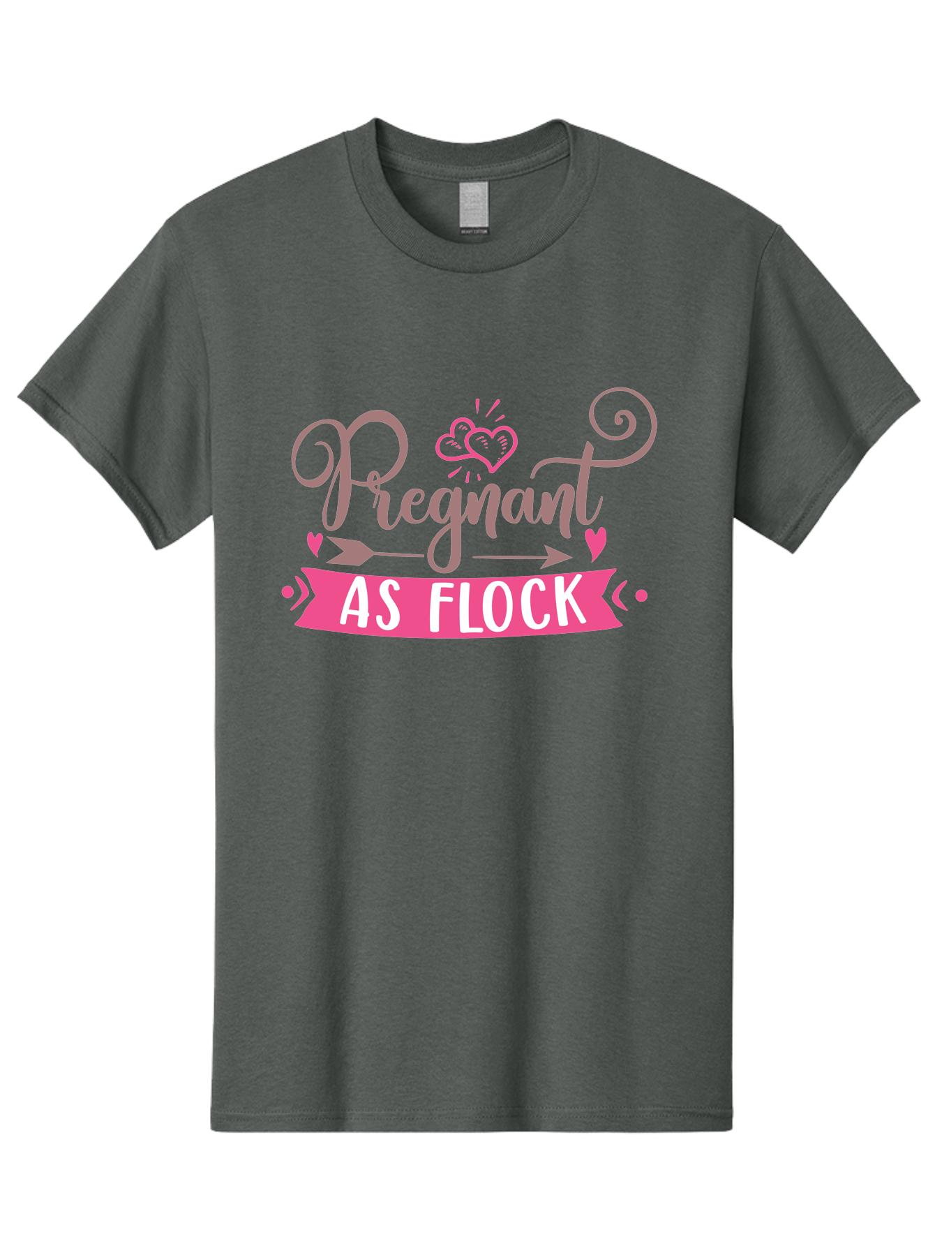 Pregnant-As-Flock Men'S Graphic Tee, 100% Cotton, Comfortable Casual Summer Wear, Machine Washable, Pregnant Announcement, Expectant Mother, Baby On Board, Pink Hearts, Cute Design, Pregnancy Reveal, New Baby, Baby Shower Gift Aad467 19