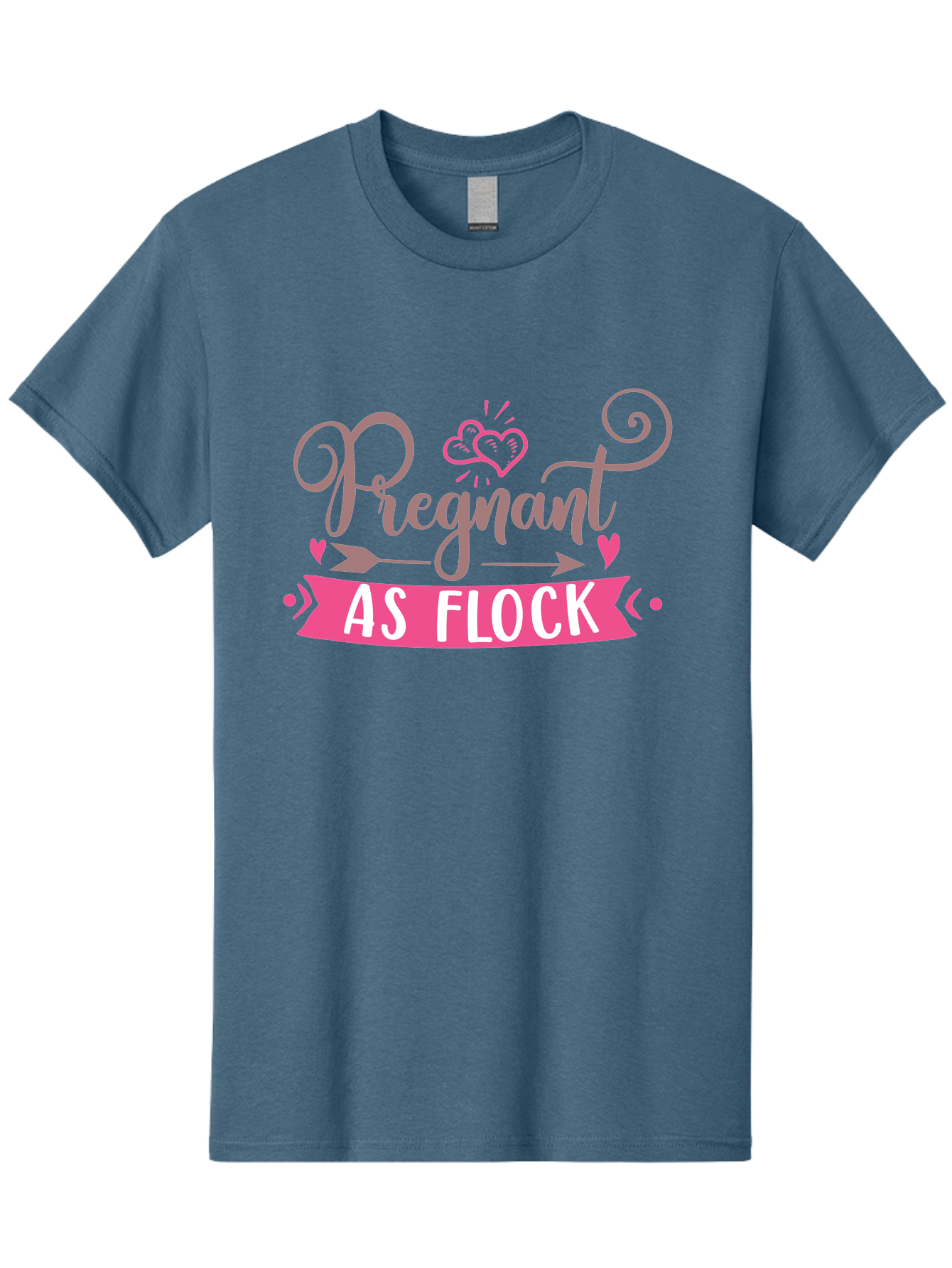 Pregnant-As-Flock Men'S Graphic Tee, 100% Cotton, Comfortable Casual Summer Wear, Machine Washable, Pregnant Announcement, Expectant Mother, Baby On Board, Pink Hearts, Cute Design, Pregnancy Reveal, New Baby, Baby Shower Gift Aad467 15