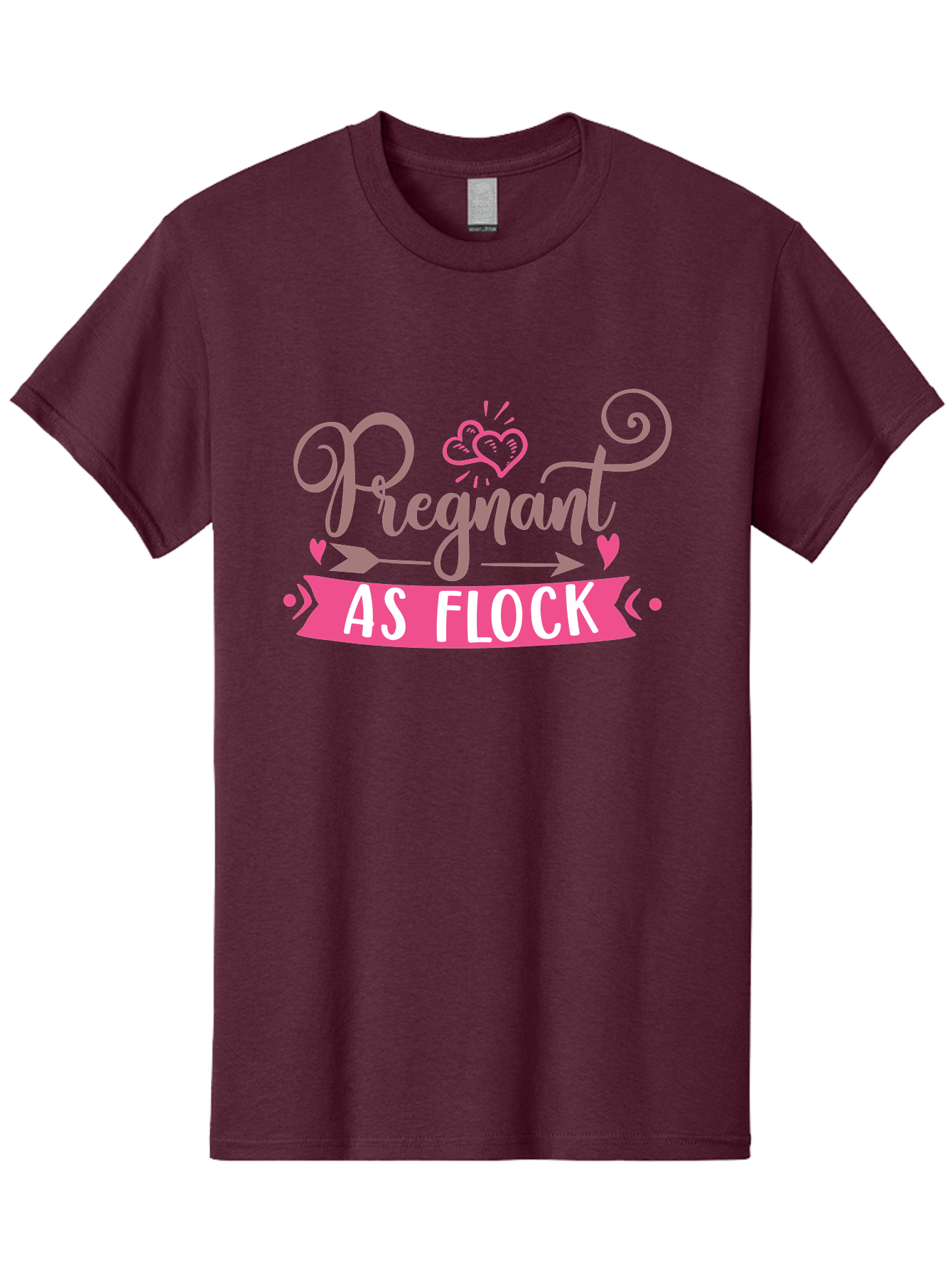 Pregnant-As-Flock Men'S Graphic Tee, 100% Cotton, Comfortable Casual Summer Wear, Machine Washable, Pregnant Announcement, Expectant Mother, Baby On Board, Pink Hearts, Cute Design, Pregnancy Reveal, New Baby, Baby Shower Gift Aad467 1