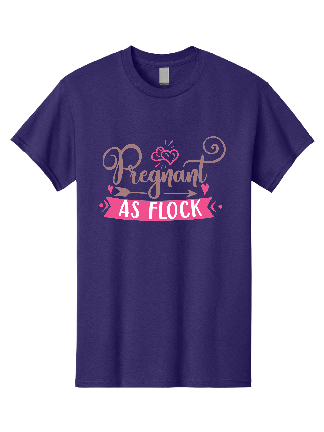 Pregnant-As-Flock Men'S Graphic Tee, 100% Cotton, Comfortable Casual Summer Wear, Machine Washable, Pregnant Announcement, Expectant Mother, Baby On Board, Pink Hearts, Cute Design, Pregnancy Reveal, New Baby, Baby Shower Gift Aad467 3