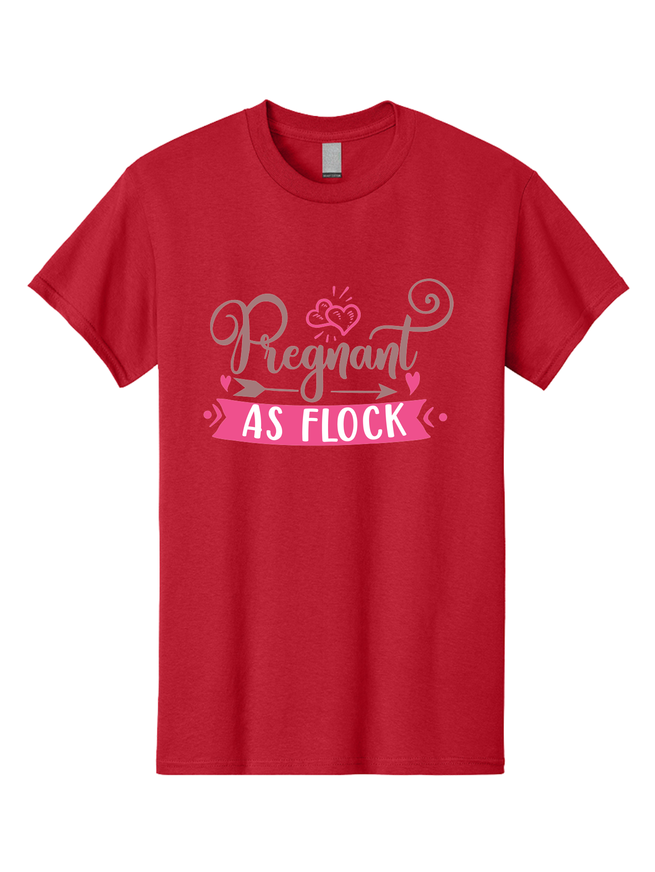 Pregnant-As-Flock Men'S Graphic Tee, 100% Cotton, Comfortable Casual Summer Wear, Machine Washable, Pregnant Announcement, Expectant Mother, Baby On Board, Pink Hearts, Cute Design, Pregnancy Reveal, New Baby, Baby Shower Gift Aad467 21