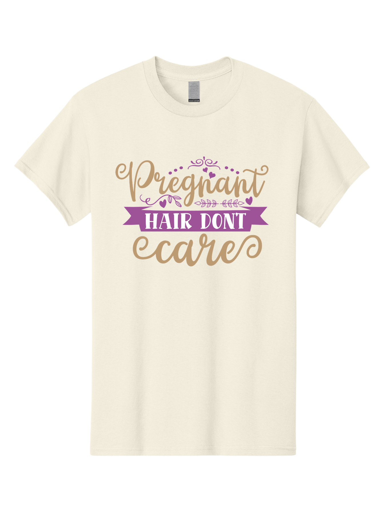 Pregnant-Hair-Don-T-Care Men'S Graphic Tee, 100% Cotton, Comfortable Casual Summer Wear, Machine Washable, Pregnancy Humor, Funny Quotes, Hair Care Jokes, Pink Script, Purple Banner, Pregnancy Memes, Expectant Mothers, Humorous Sayings, Aad468 29