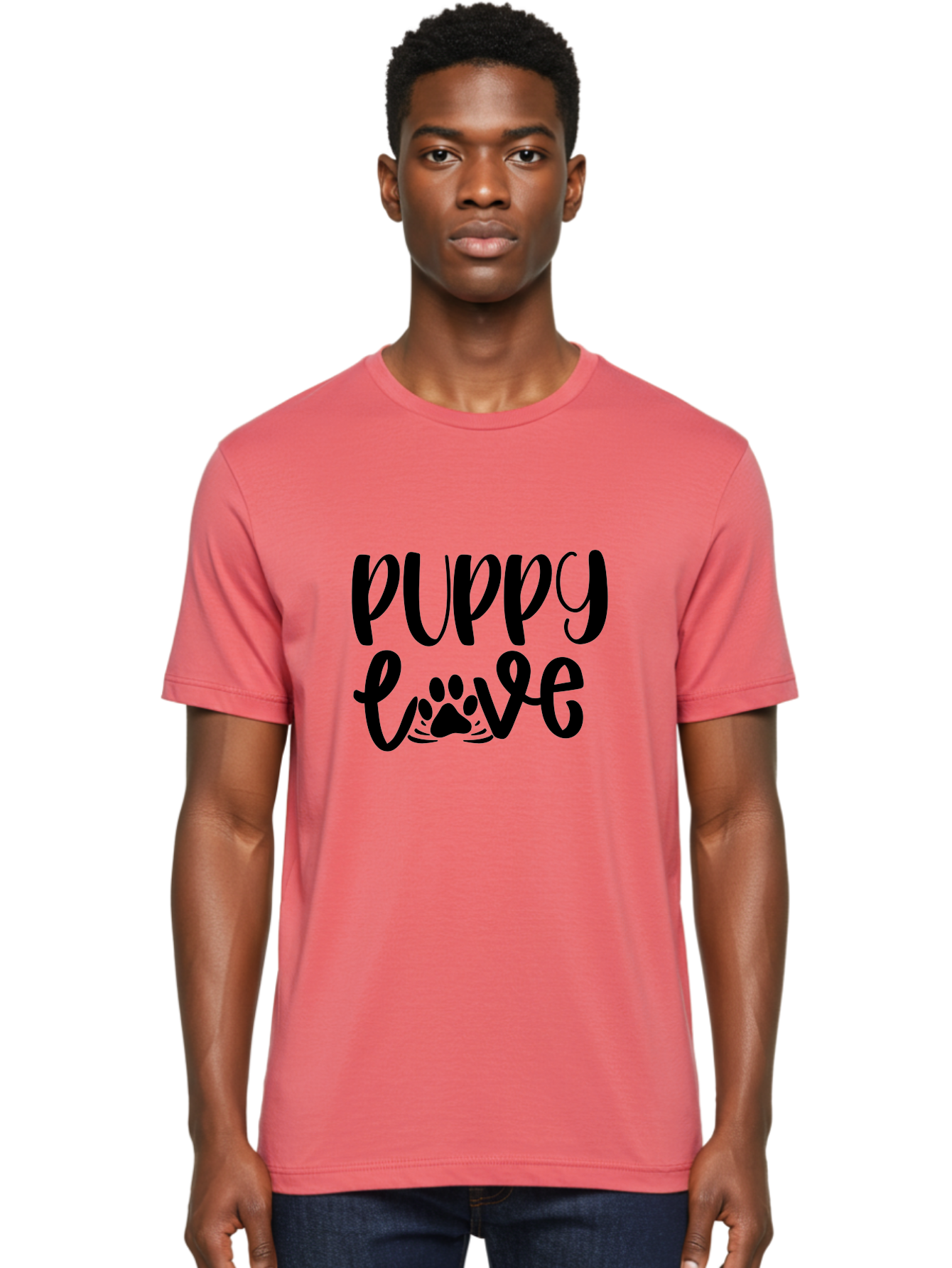 Puppy-Love Men'S Graphic Tee, 100% Cotton, Comfortable Casual Summer Wear, Machine Washable, Puppy Love, Dog Lovers, Cute Puppies, Paw Print, Heartwarming, Dog Owners, Pet Lovers, Adorable Designs, Typography Art Aad471 14