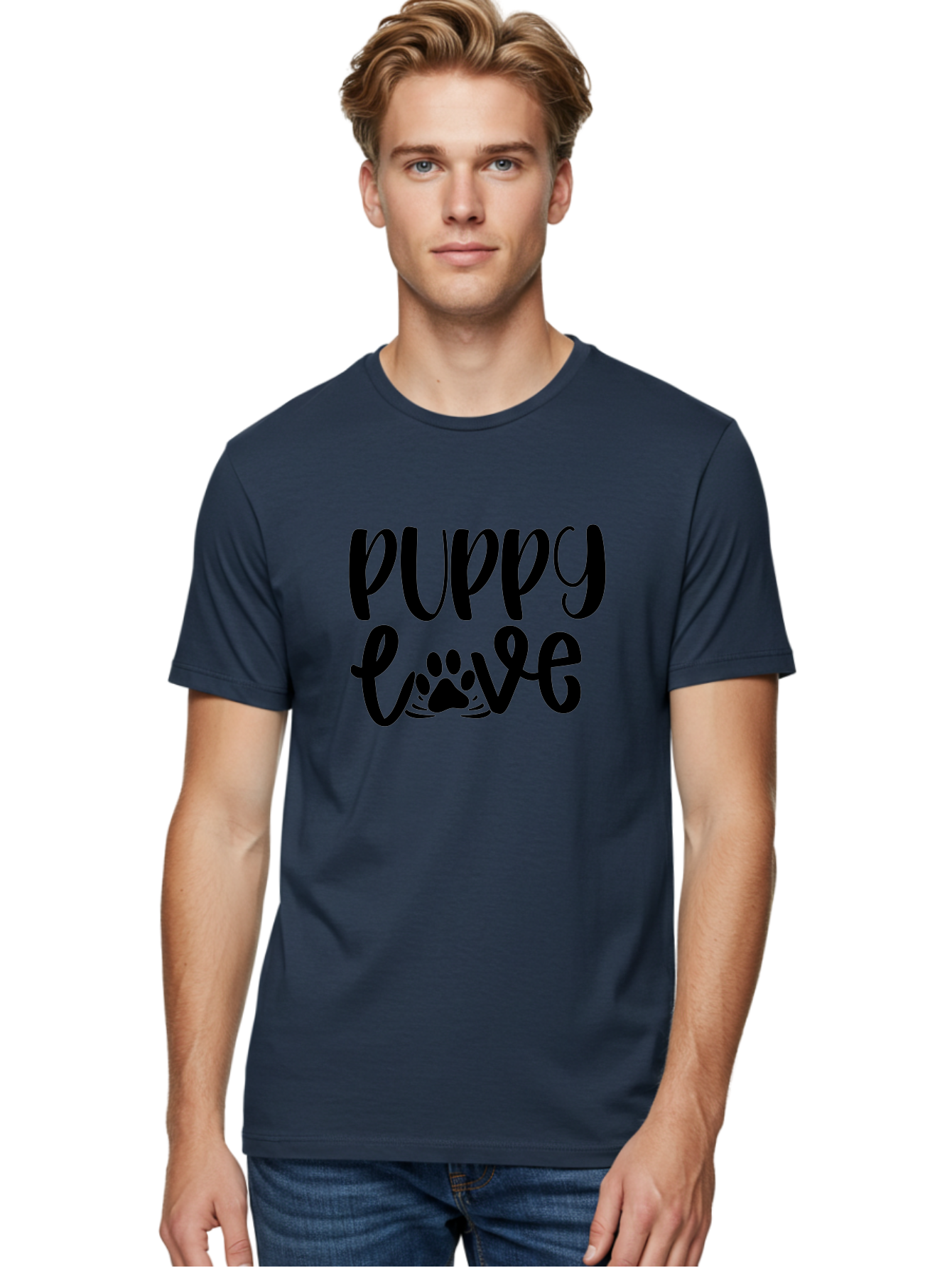 Puppy-Love Men'S Graphic Tee, 100% Cotton, Comfortable Casual Summer Wear, Machine Washable, Puppy Love, Dog Lovers, Cute Puppies, Paw Print, Heartwarming, Dog Owners, Pet Lovers, Adorable Designs, Typography Art Aad471 8