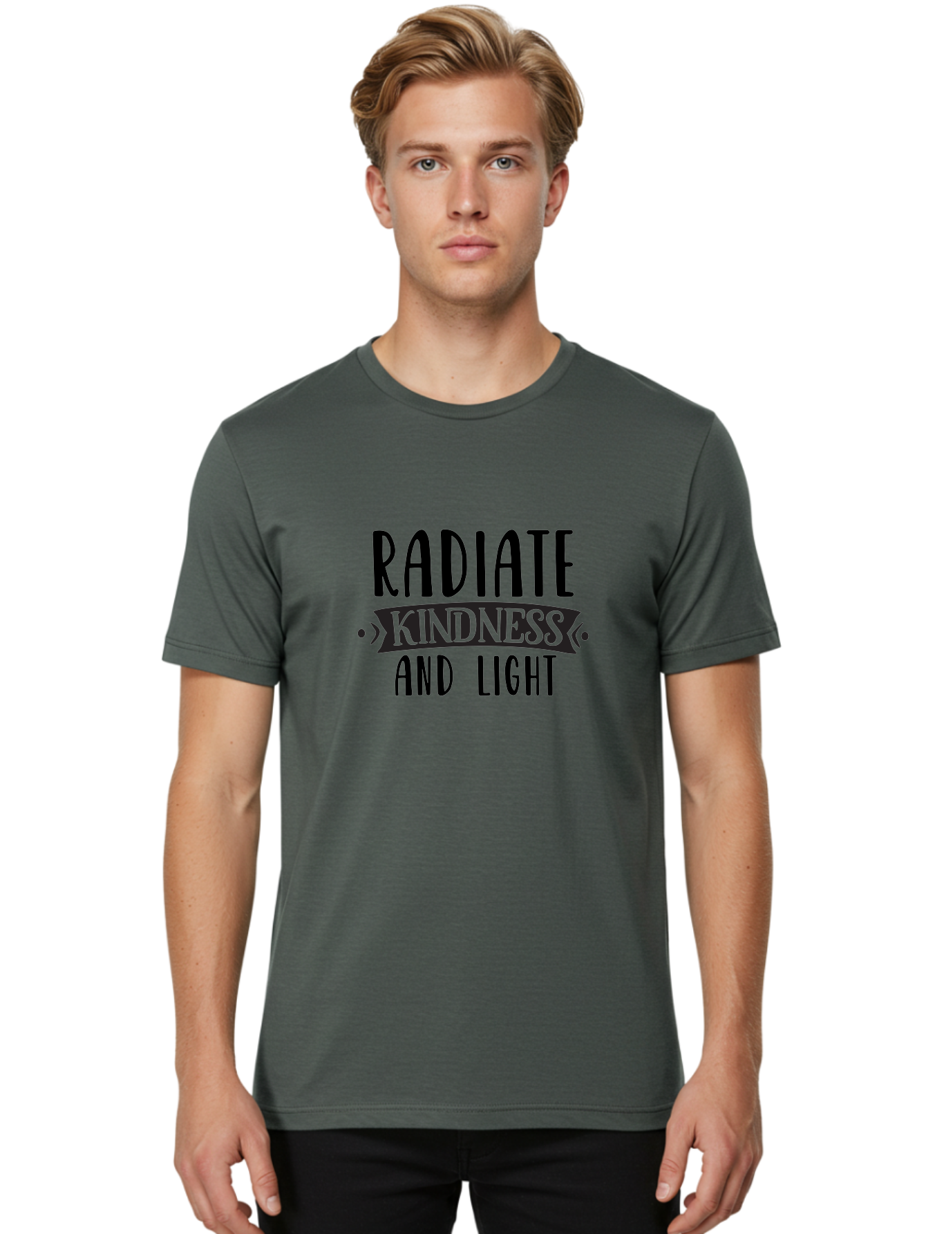 Radiate-Kindness-And-Light Men'S Graphic Tee, 100% Cotton, Comfortable Casual Summer Wear, Machine Washable, Inspirational Quote, Kindness Matters, Spread Love, Positive Affirmation, Motivational Phrase, Uplifting Message, Kindness And Light Aad472 6
