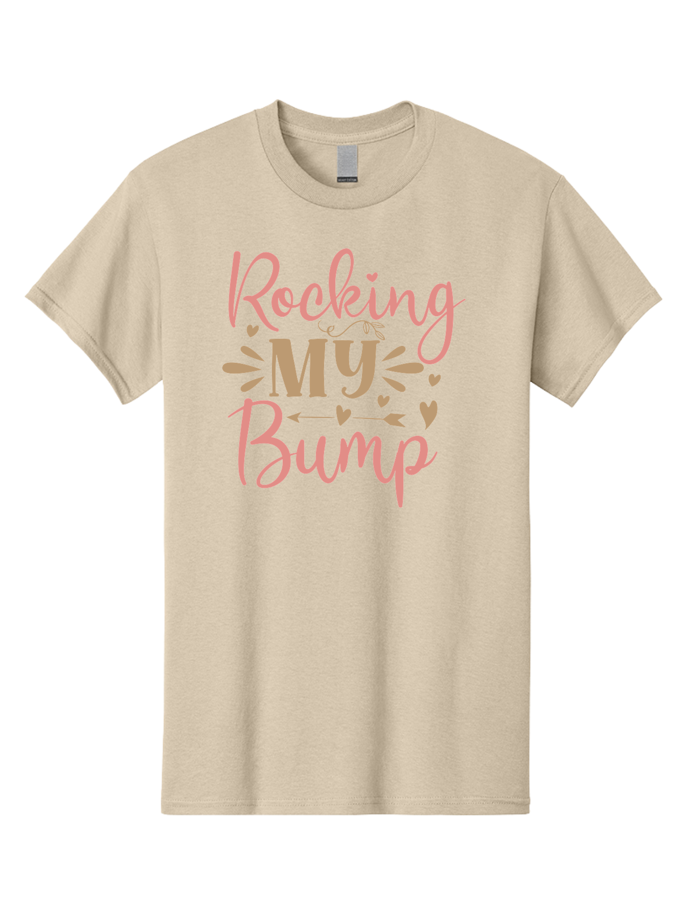 Rocking-My-Bump Men'S Graphic Tee, 100% Cotton, Comfortable Casual Summer Wear, Machine Washable, Baby Bump, Rocking My Baby Bump, Pink Cursive Text, Gold Lettering, Cute Designs, Pregnancy Announcement, Baby Shower, Hearts And Arrows, Aad473 29