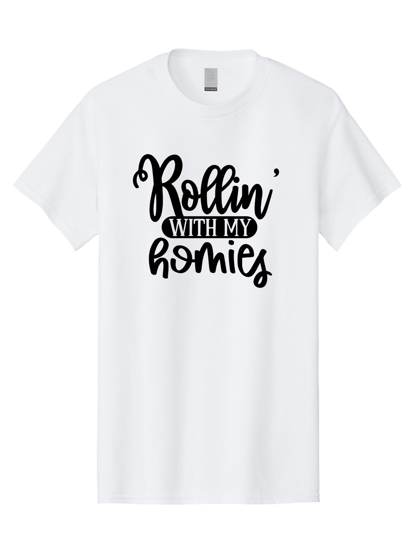 Rollin-With-My-Homies Men'S Graphic Tee, 100% Cotton, Comfortable Casual Summer Wear, Machine Washable, Rollin' With My Homies, Friendship, Loyalty, Homies, Friendship Goals, Squad, Cool Quotes, Trendy Phrases, Friendship Quotes Aad474 3