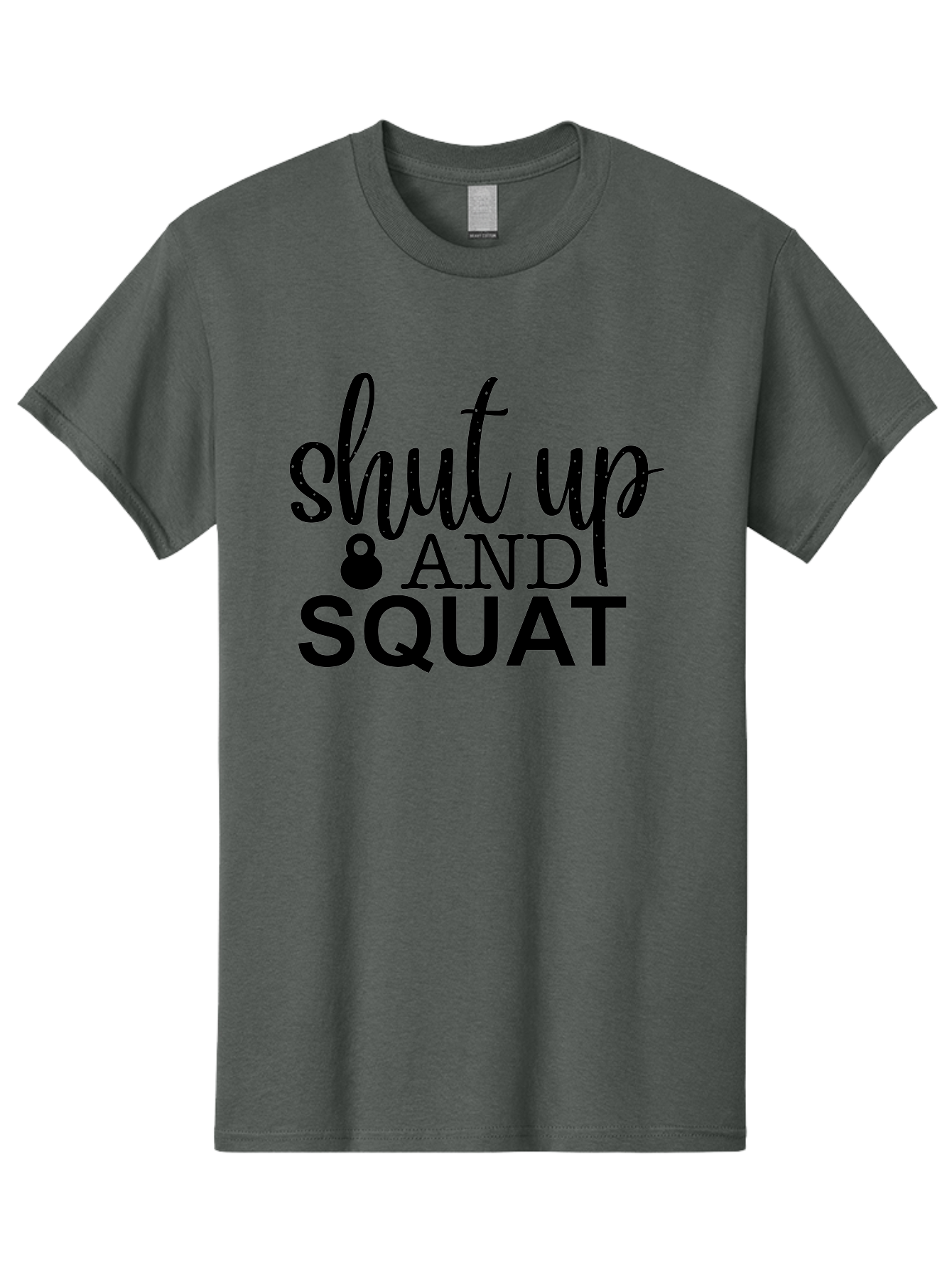 Shut-Up-And-Squat Men'S Graphic Tee, 100% Cotton, Comfortable Casual Summer Wear, Machine Washable, Motivational Quote, Fitness Inspiration, Workout Phrase, Gym Slogan, Squat Exercise, Kettlebell, Weightlifting, Strength Training, Aad475 3