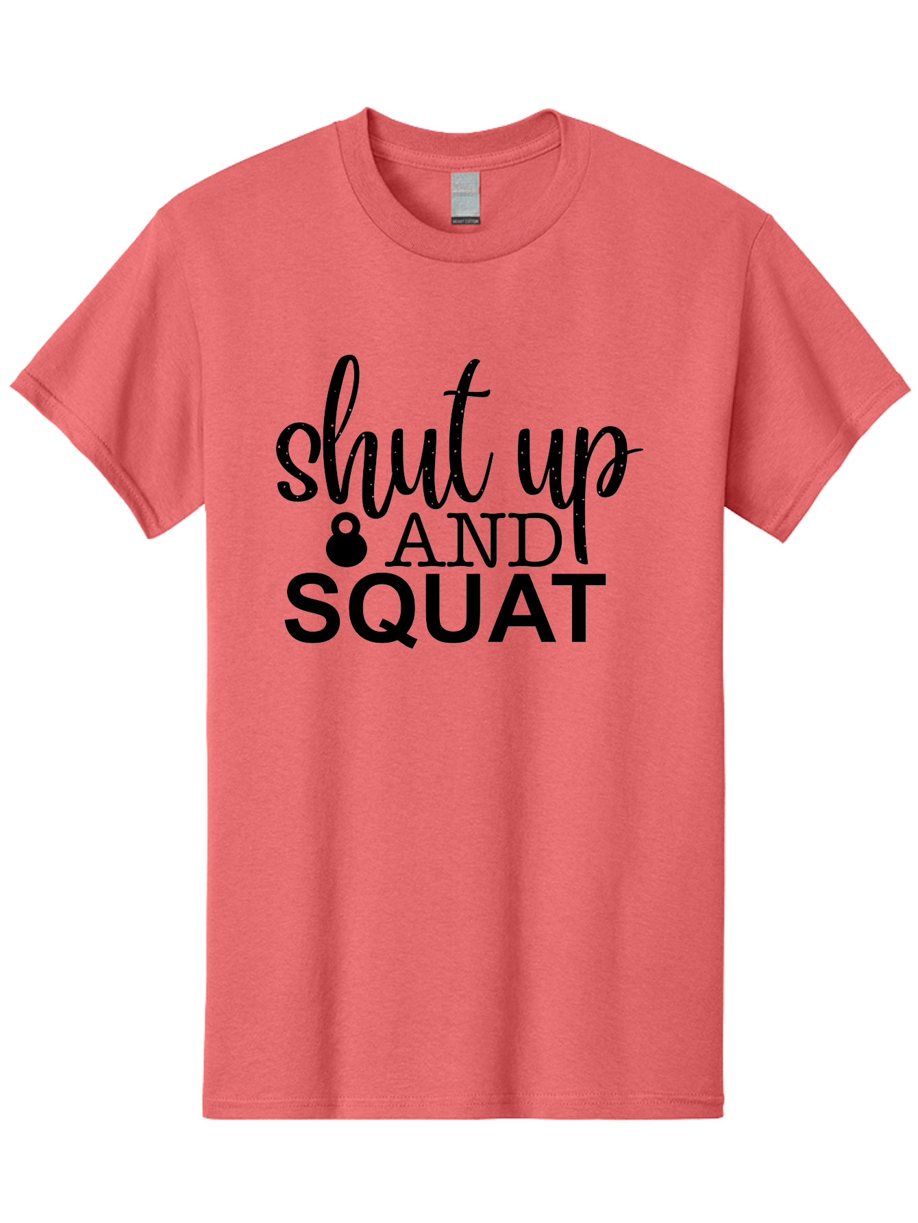 Shut-Up-And-Squat Men'S Graphic Tee, 100% Cotton, Comfortable Casual Summer Wear, Machine Washable, Motivational Quote, Fitness Inspiration, Workout Phrase, Gym Slogan, Squat Exercise, Kettlebell, Weightlifting, Strength Training, Aad475 17