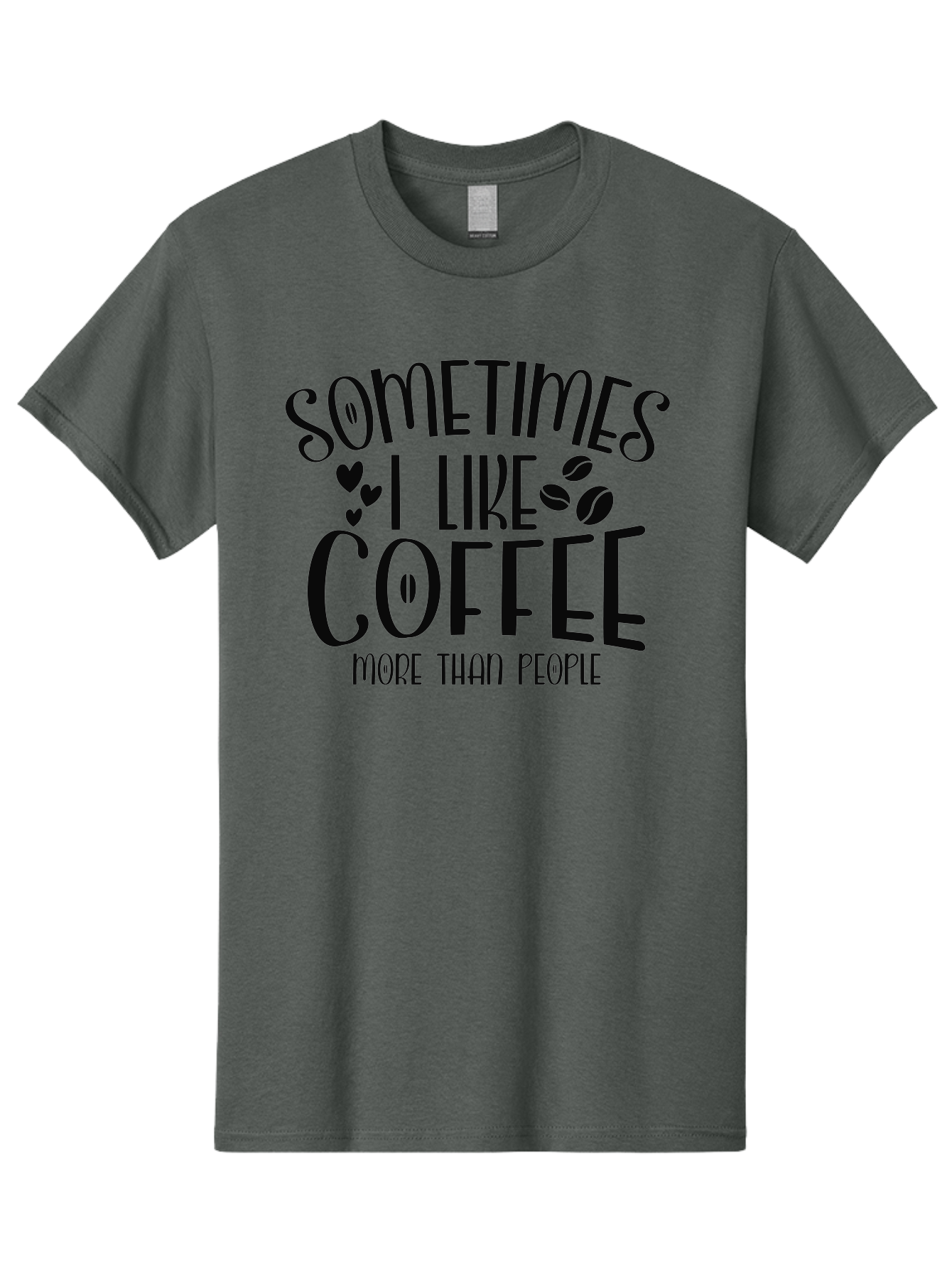 Sometimes-I-Like-Coffee-More-Than-People Men'S Graphic Tee, 100% Cotton, Comfortable Casual Summer Wear, Machine Washable, Coffee Lover Quote, Funny Saying, Coffee Beans, Hearts, Quirky Humor, Coffee Culture, Coffee Obsession, Aad477 5
