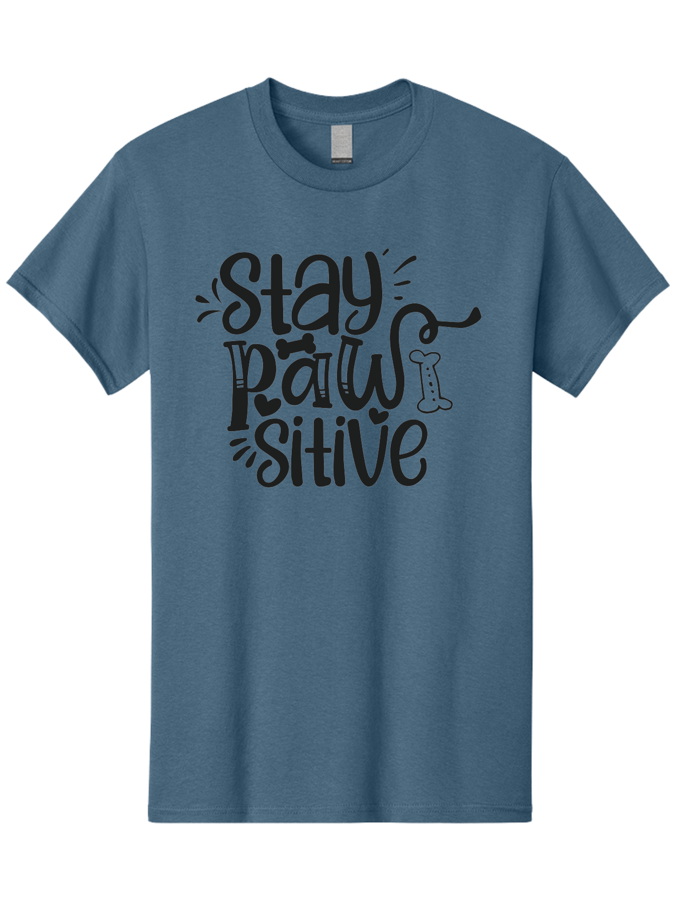 Stay-Paw-Sitive Men'S Graphic Tee, 100% Cotton, Comfortable Casual Summer Wear, Machine Washable, Dog Lover Quote, Positivity, Motivational Phrase, Paw Print, Dog Bones, Funny Dog Saying, Inspirational Quote, Pet Love, Stay Positive Aad482 17