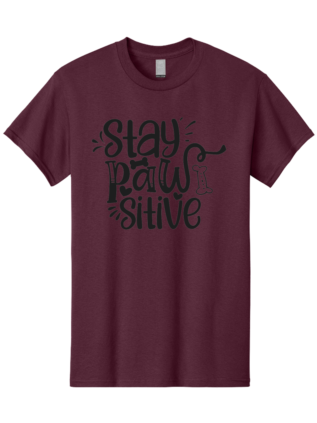 Stay-Paw-Sitive Men'S Graphic Tee, 100% Cotton, Comfortable Casual Summer Wear, Machine Washable, Dog Lover Quote, Positivity, Motivational Phrase, Paw Print, Dog Bones, Funny Dog Saying, Inspirational Quote, Pet Love, Stay Positive Aad482 15