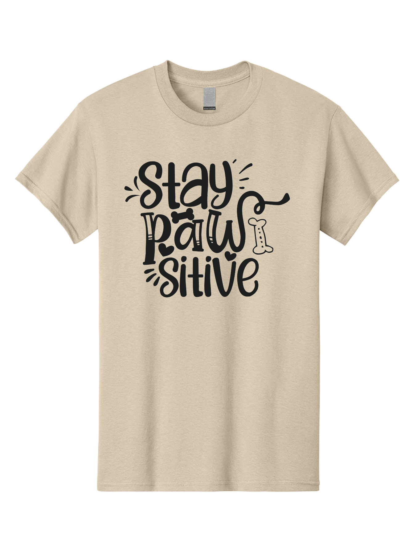 Stay-Paw-Sitive Men'S Graphic Tee, 100% Cotton, Comfortable Casual Summer Wear, Machine Washable, Dog Lover Quote, Positivity, Motivational Phrase, Paw Print, Dog Bones, Funny Dog Saying, Inspirational Quote, Pet Love, Stay Positive Aad482 21