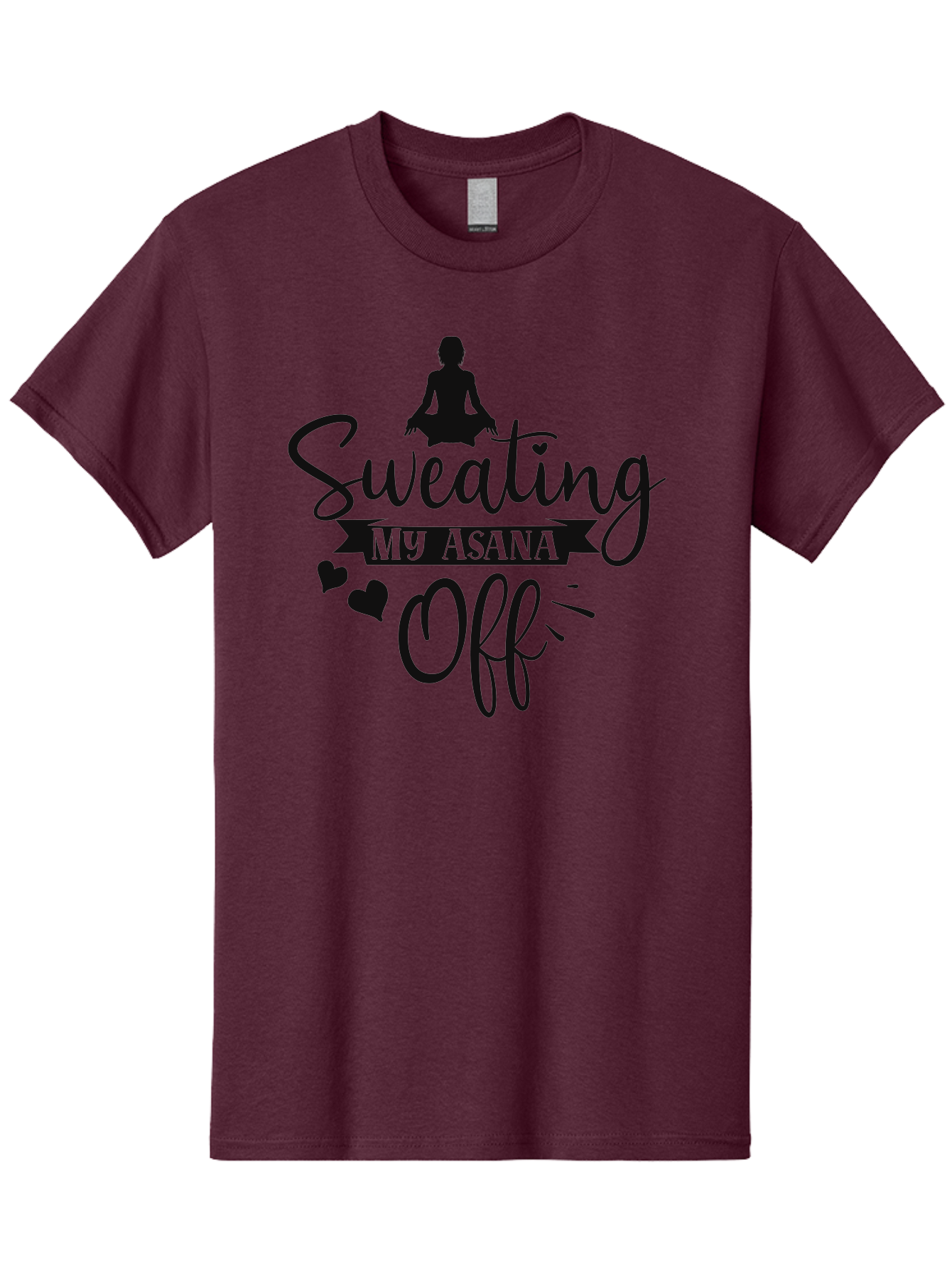 Sweating-My-Asana-Off Men'S Graphic Tee, 100% Cotton, Comfortable Casual Summer Wear, Machine Washable, Yoga, Meditation, Fitness, Wellness, Mindfulness, Relaxation, Self-Care, Health, Black Silhouette, Love Hearts Aad490 5