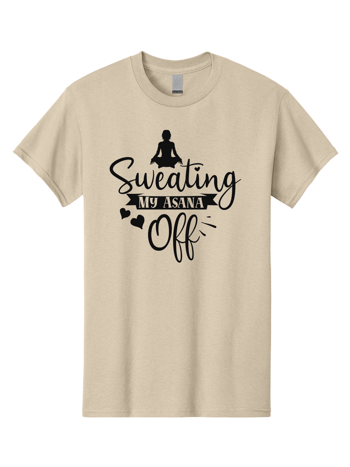Sweating-My-Asana-Off Men'S Graphic Tee, 100% Cotton, Comfortable Casual Summer Wear, Machine Washable, Yoga, Meditation, Fitness, Wellness, Mindfulness, Relaxation, Self-Care, Health, Black Silhouette, Love Hearts Aad490 21