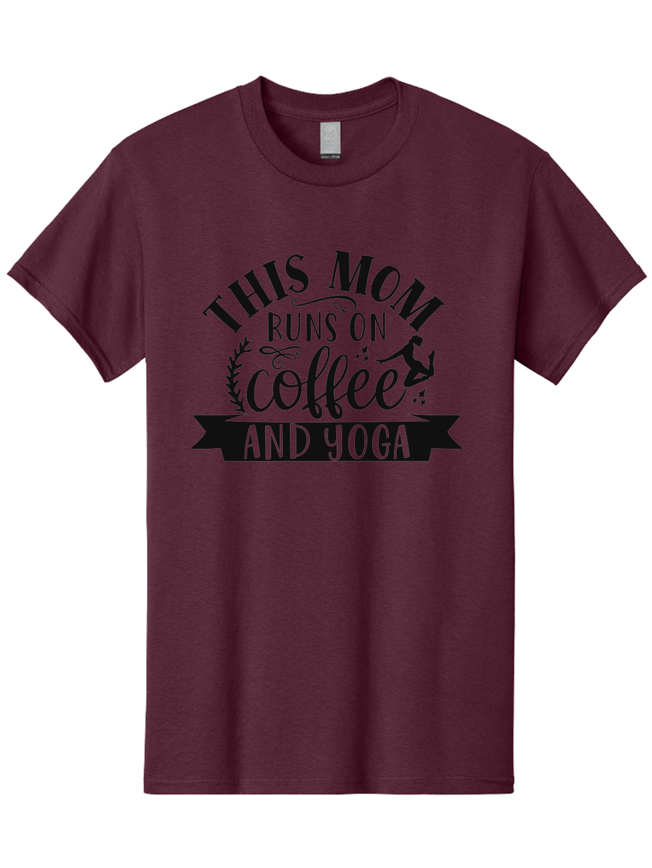 This-Mom-Runs-On-Coffee-And-Yoga Men'S Graphic Tee, 100% Cotton, Comfortable Casual Summer Wear, Machine Washable, Coffee And Yoga, Mom Life, Motherhood, Yoga For Moms, Coffee Lover, Fitness Mom, Wellness, Mindfulness, Healthy Lifestyle Aad495 5