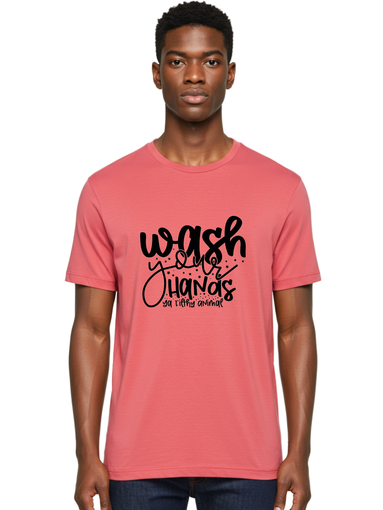 Wash-Your-Hands-Ya-Filthy-Animal Men'S Graphic Tee, 100% Cotton, Comfortable Casual Summer Wear, Machine Washable, Hand Washing Reminder, Hygiene Tips, Cleanliness Matters, Funny Quote, Quirky Humor, Sanitation Advice, Wash Your Hands, Aad498 20
