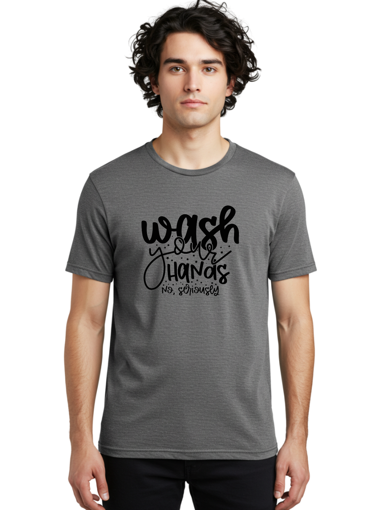 Wash-Your-Hands Men'S Graphic Tee, 100% Cotton, Comfortable Casual Summer Wear, Machine Washable, Hand Hygiene, Cleanliness, Health Awareness, Germ Prevention, Soap And Water, Clean Hands, Hygiene Reminder, Wellness Tips, Healthy Habits Aad499 18