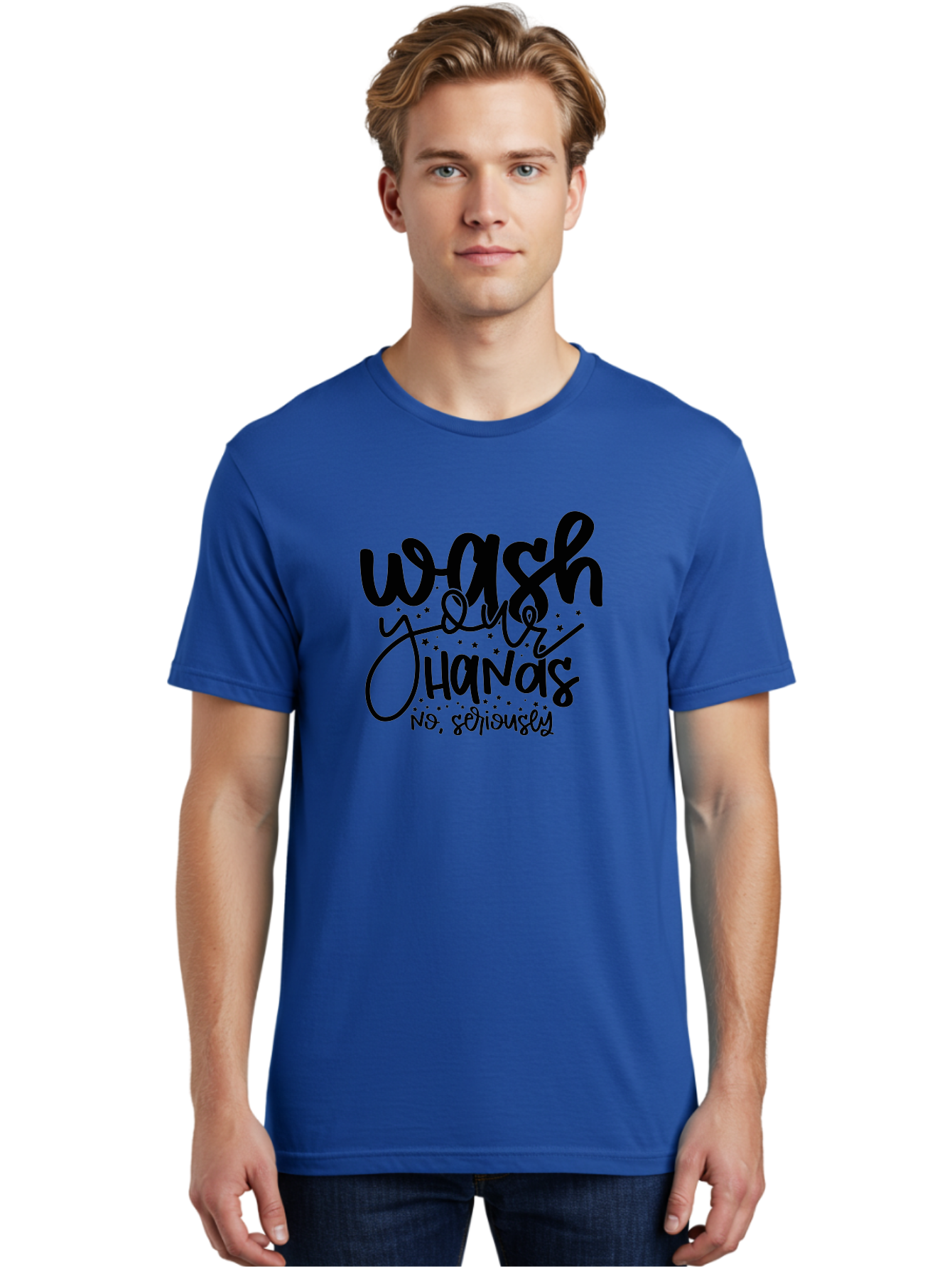 Wash-Your-Hands Men'S Graphic Tee, 100% Cotton, Comfortable Casual Summer Wear, Machine Washable, Hand Hygiene, Cleanliness, Health Awareness, Germ Prevention, Soap And Water, Clean Hands, Hygiene Reminder, Wellness Tips, Healthy Habits Aad499 6