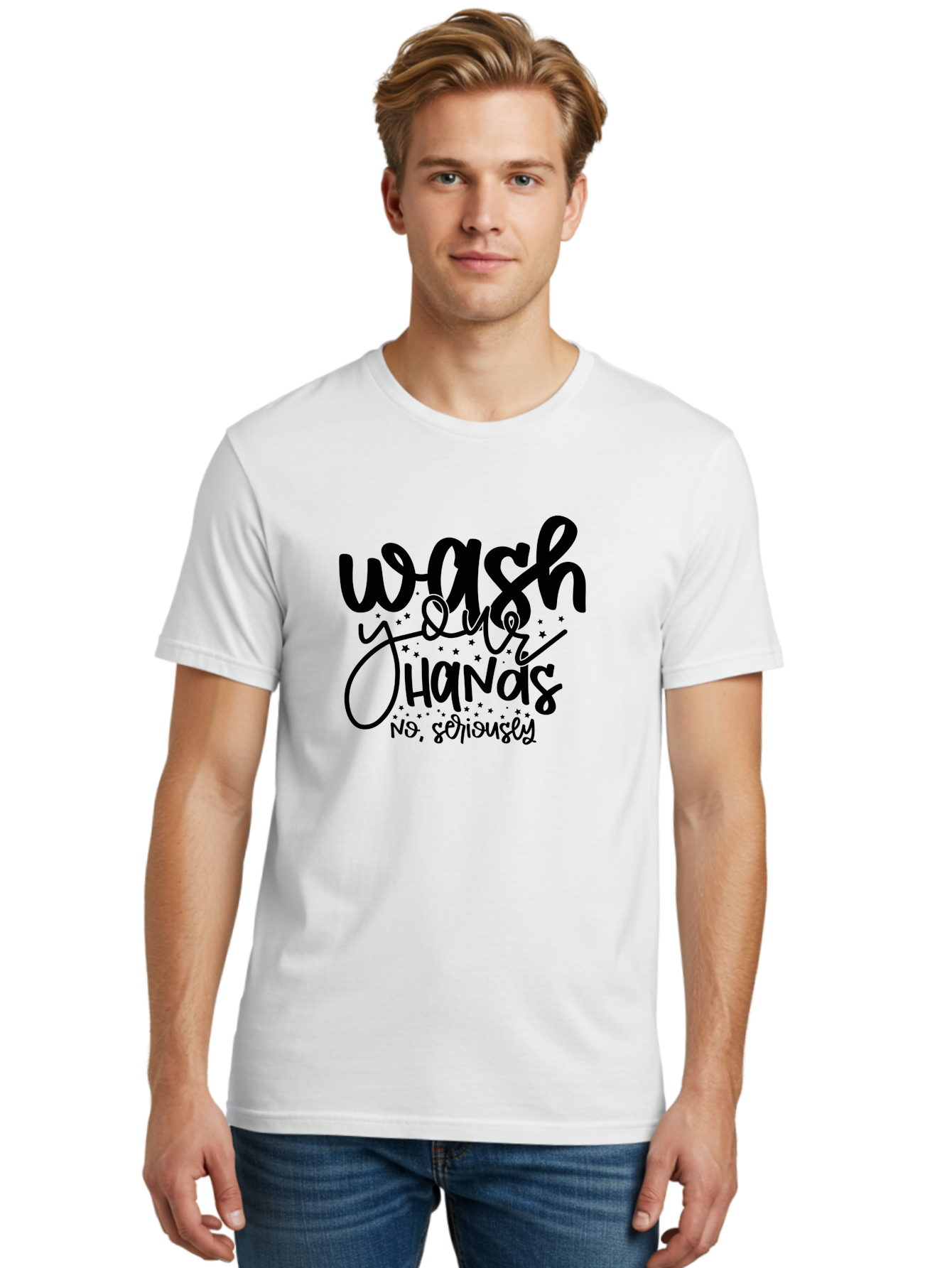 Wash-Your-Hands Men'S Graphic Tee, 100% Cotton, Comfortable Casual Summer Wear, Machine Washable, Hand Hygiene, Cleanliness, Health Awareness, Germ Prevention, Soap And Water, Clean Hands, Hygiene Reminder, Wellness Tips, Healthy Habits Aad499 22