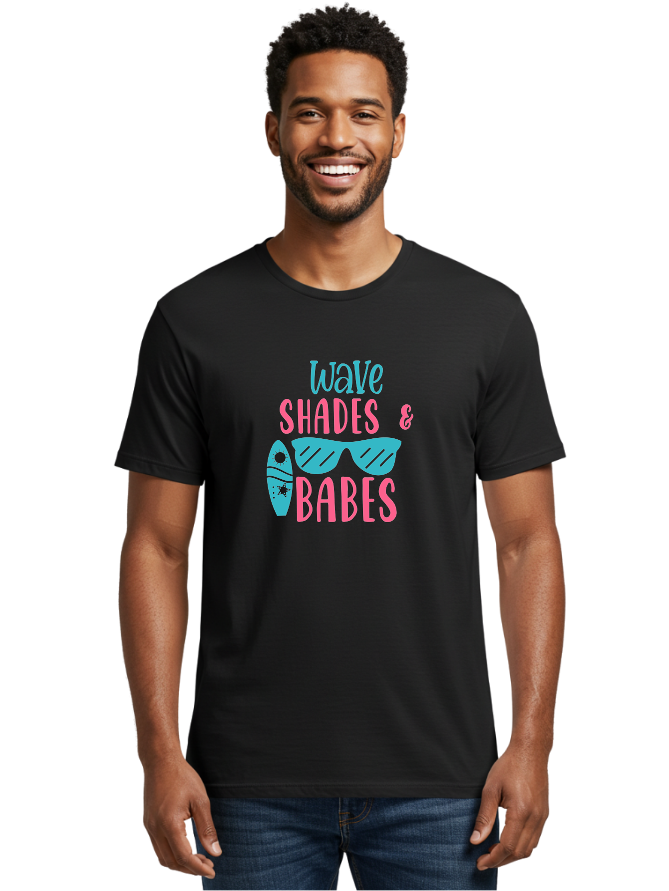 Wave-Shades-Babes Men'S Graphic Tee, 100% Cotton, Comfortable Casual Summer Wear, Machine Washable, Surfing, Sunglasses, Beach Culture, Summer Vibes, Wave Riders, Cool Shades, Beach Babes, Summer Fashion Aad500 30