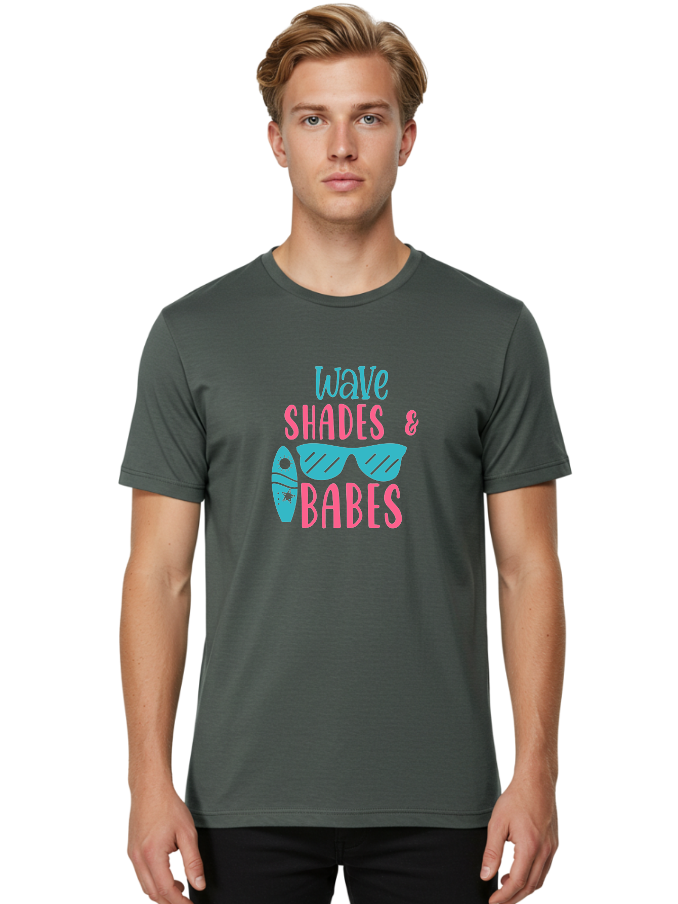 Wave-Shades-Babes Men'S Graphic Tee, 100% Cotton, Comfortable Casual Summer Wear, Machine Washable, Surfing, Sunglasses, Beach Culture, Summer Vibes, Wave Riders, Cool Shades, Beach Babes, Summer Fashion Aad500 14