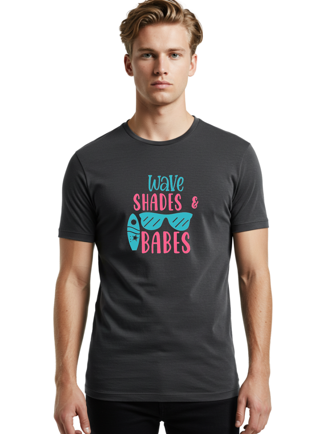Wave-Shades-Babes Men'S Graphic Tee, 100% Cotton, Comfortable Casual Summer Wear, Machine Washable, Surfing, Sunglasses, Beach Culture, Summer Vibes, Wave Riders, Cool Shades, Beach Babes, Summer Fashion Aad500 20