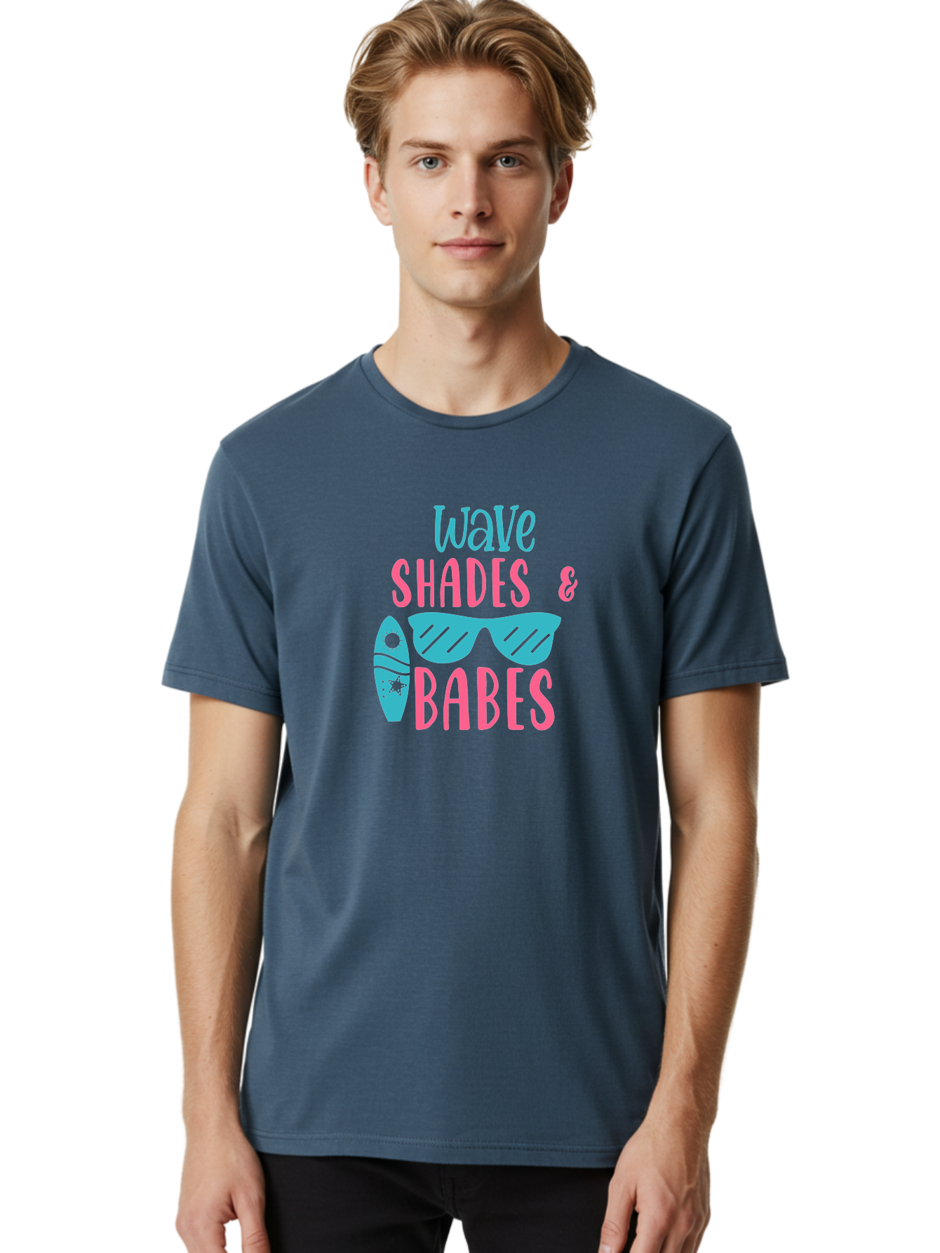 Wave-Shades-Babes Men'S Graphic Tee, 100% Cotton, Comfortable Casual Summer Wear, Machine Washable, Surfing, Sunglasses, Beach Culture, Summer Vibes, Wave Riders, Cool Shades, Beach Babes, Summer Fashion Aad500 26