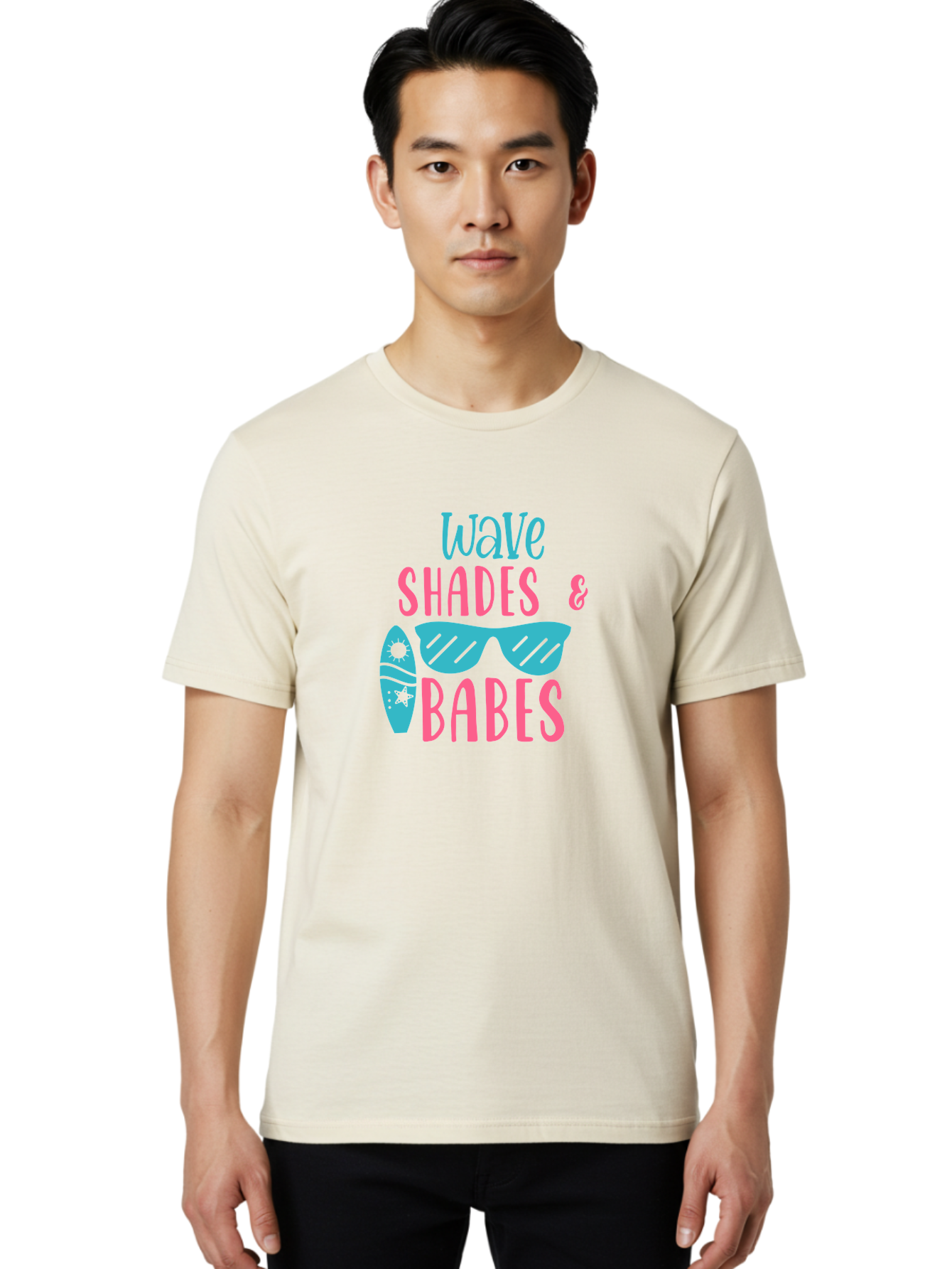 Wave-Shades-Babes Men'S Graphic Tee, 100% Cotton, Comfortable Casual Summer Wear, Machine Washable, Surfing, Sunglasses, Beach Culture, Summer Vibes, Wave Riders, Cool Shades, Beach Babes, Summer Fashion Aad500 24