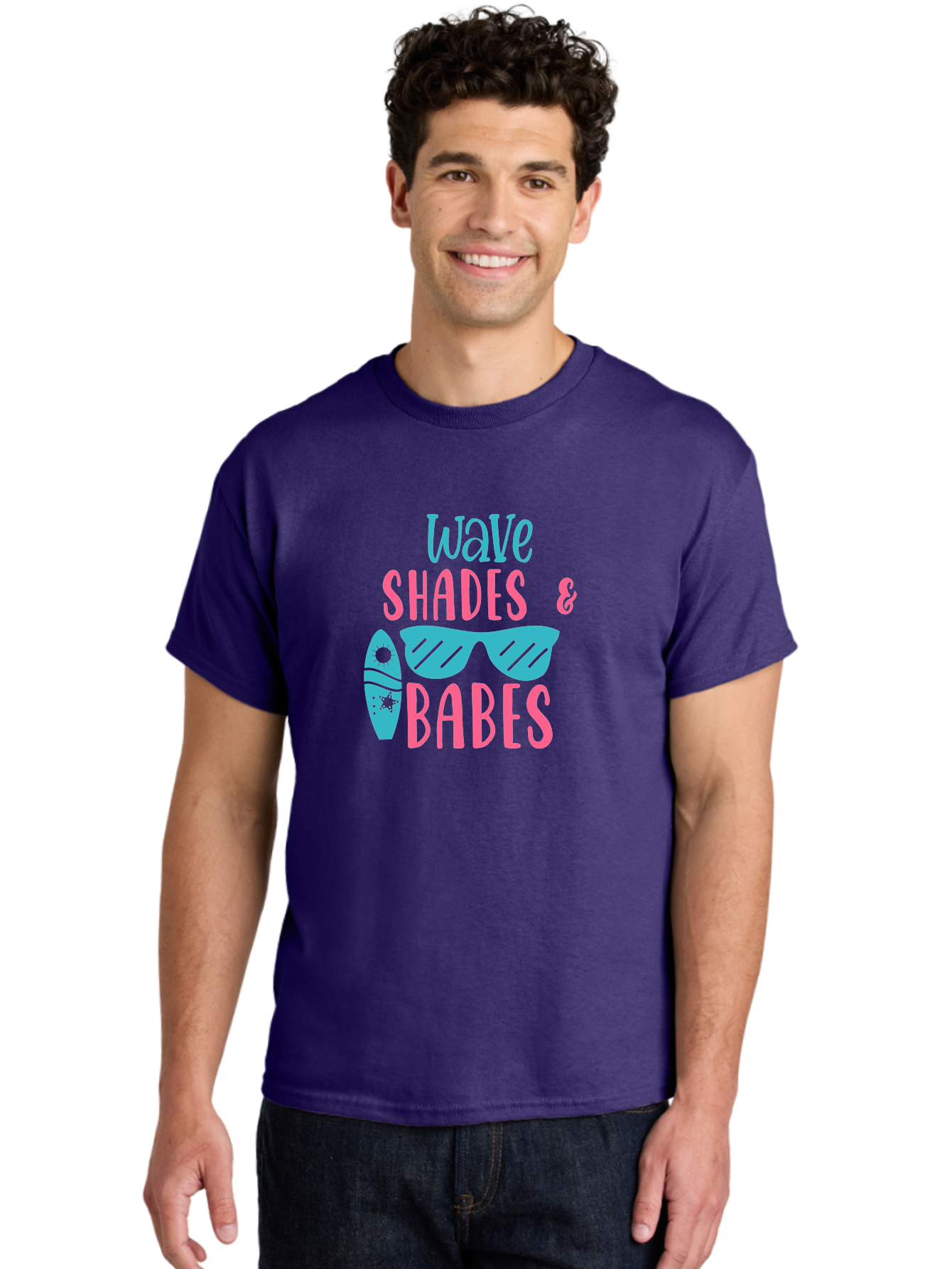 Wave-Shades-Babes Men'S Graphic Tee, 100% Cotton, Comfortable Casual Summer Wear, Machine Washable, Surfing, Sunglasses, Beach Culture, Summer Vibes, Wave Riders, Cool Shades, Beach Babes, Summer Fashion Aad500 10