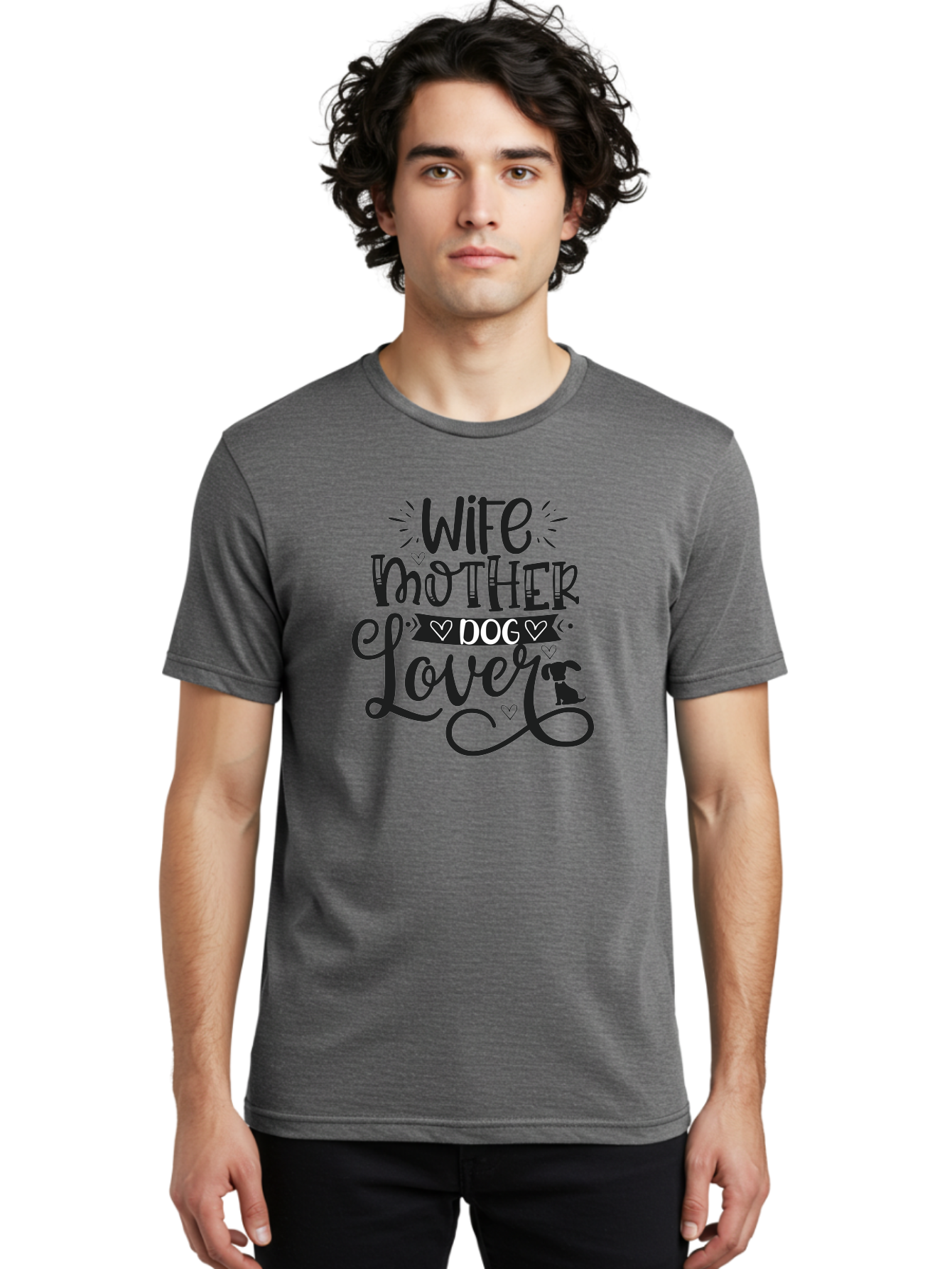 Wife-Mother-Dog-Lover Men'S Graphic Tee, 100% Cotton, Comfortable Casual Summer Wear, Machine Washable, Wife, Mother, Dog Lover, Dog Mom, Dog Mama, Dog Owner, Dog Enthusiast, Dog Quotes, Funny Dog Quotes, Dog Phrases, Dog Sayings Aad501 24