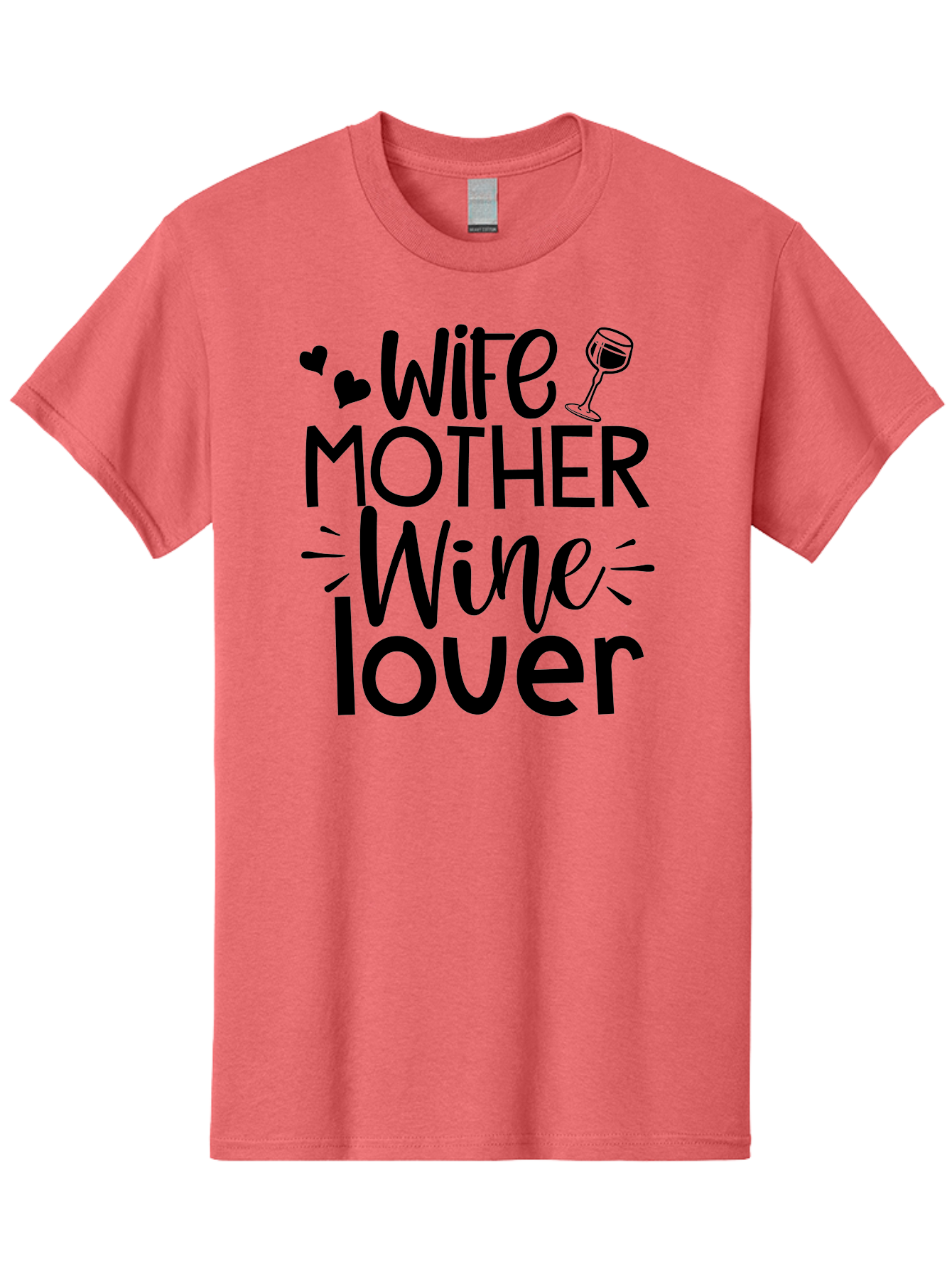 Wife-Mother-Wine-Lover Men'S Graphic Tee, 100% Cotton, Comfortable Casual Summer Wear, Machine Washable, Wife Mother Wine Lover, Wine Lover Quote, Funny Mom Quote, Humorous Wine Saying, Black Text Graphic, Wine Glass Illustration, Heart Symbol Aad502 1