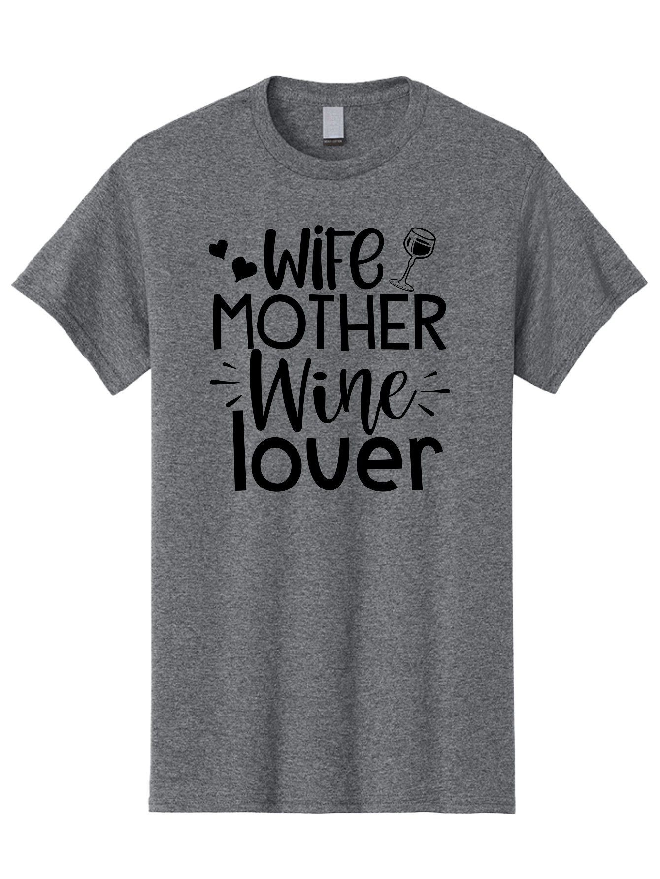 Wife-Mother-Wine-Lover Men'S Graphic Tee, 100% Cotton, Comfortable Casual Summer Wear, Machine Washable, Wife Mother Wine Lover, Wine Lover Quote, Funny Mom Quote, Humorous Wine Saying, Black Text Graphic, Wine Glass Illustration, Heart Symbol Aad502 11