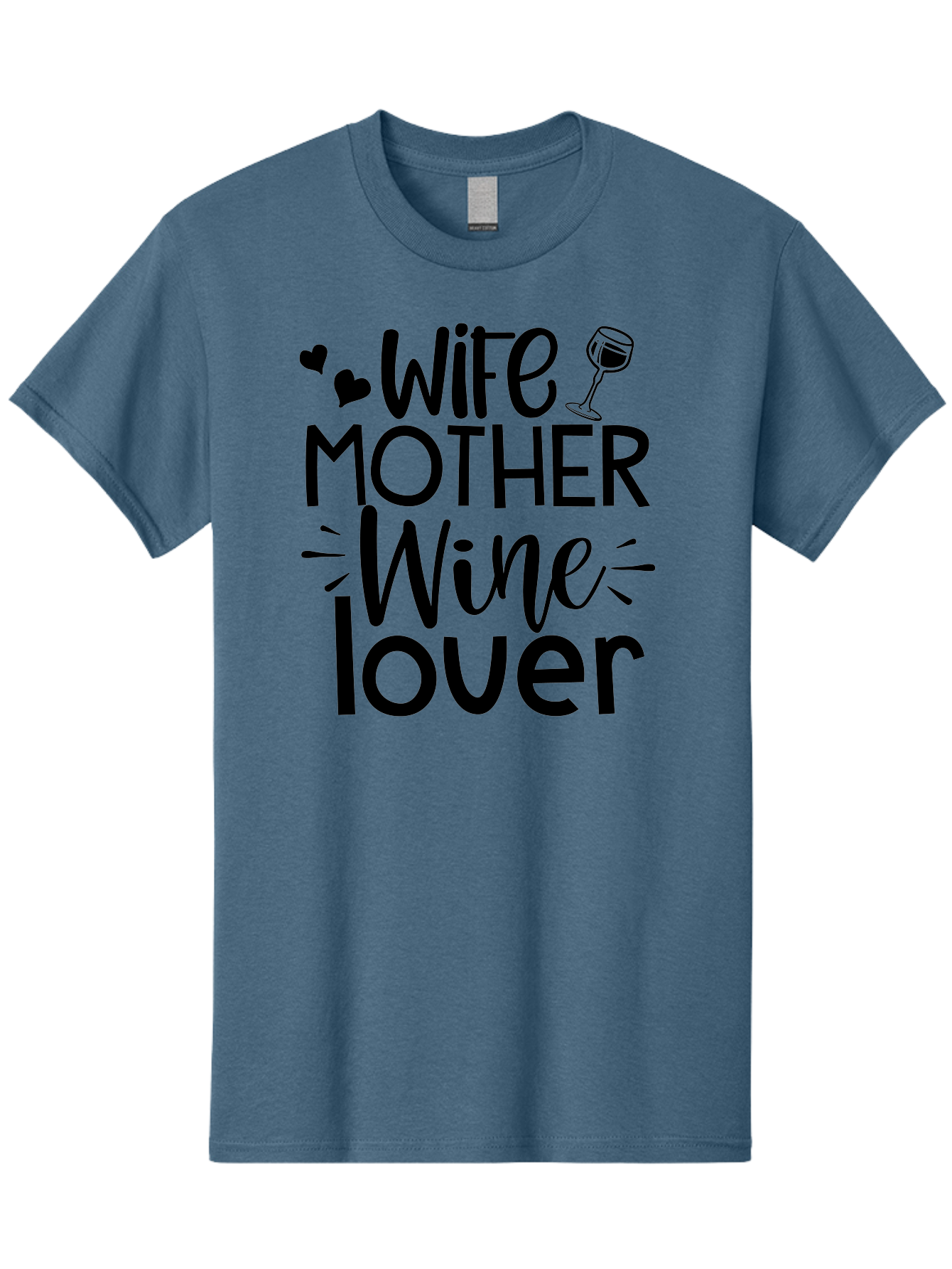 Wife-Mother-Wine-Lover Men'S Graphic Tee, 100% Cotton, Comfortable Casual Summer Wear, Machine Washable, Wife Mother Wine Lover, Wine Lover Quote, Funny Mom Quote, Humorous Wine Saying, Black Text Graphic, Wine Glass Illustration, Heart Symbol Aad502 7