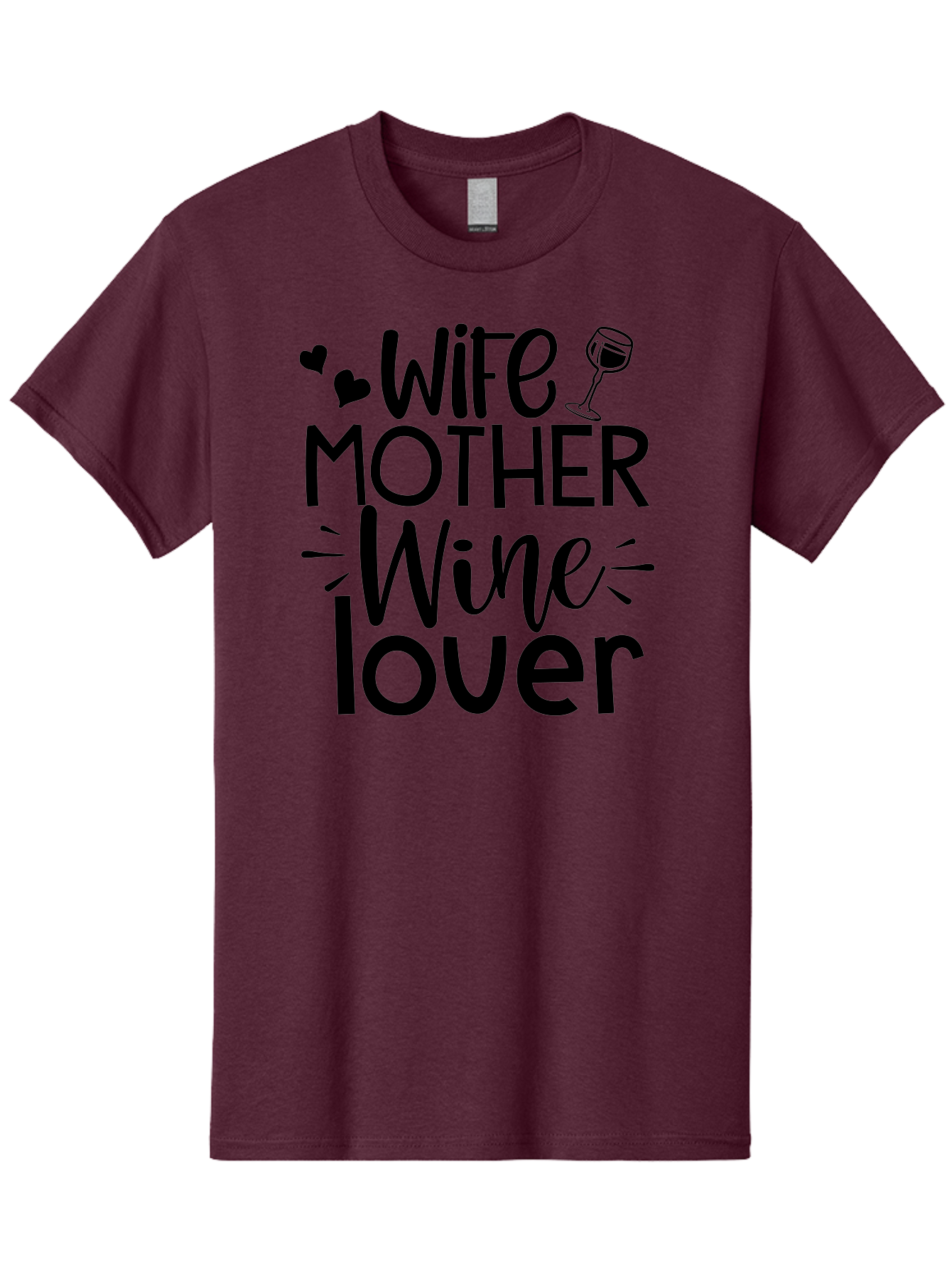 Wife-Mother-Wine-Lover Men'S Graphic Tee, 100% Cotton, Comfortable Casual Summer Wear, Machine Washable, Wife Mother Wine Lover, Wine Lover Quote, Funny Mom Quote, Humorous Wine Saying, Black Text Graphic, Wine Glass Illustration, Heart Symbol Aad502 29