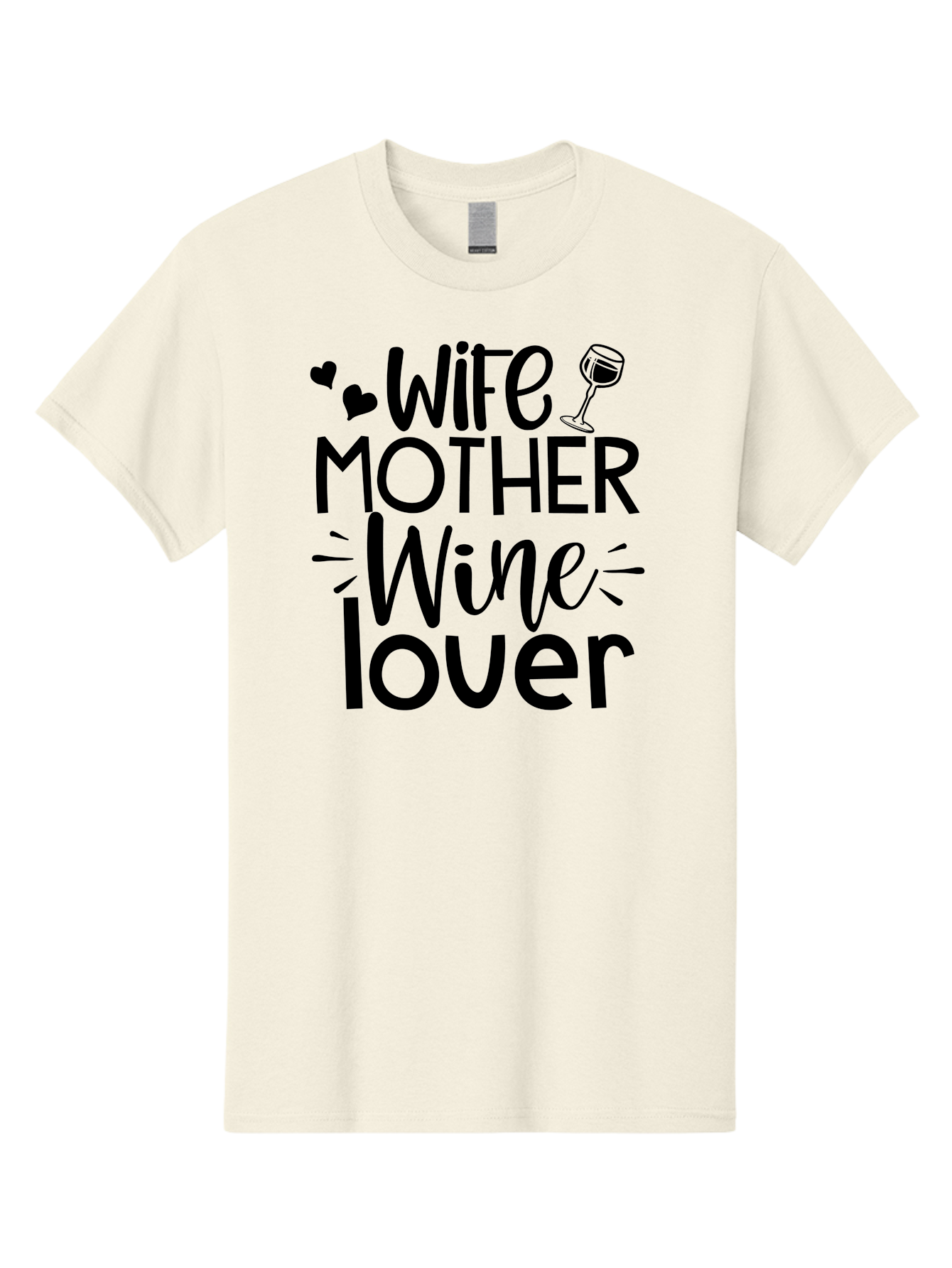 Wife-Mother-Wine-Lover Men'S Graphic Tee, 100% Cotton, Comfortable Casual Summer Wear, Machine Washable, Wife Mother Wine Lover, Wine Lover Quote, Funny Mom Quote, Humorous Wine Saying, Black Text Graphic, Wine Glass Illustration, Heart Symbol Aad502 27