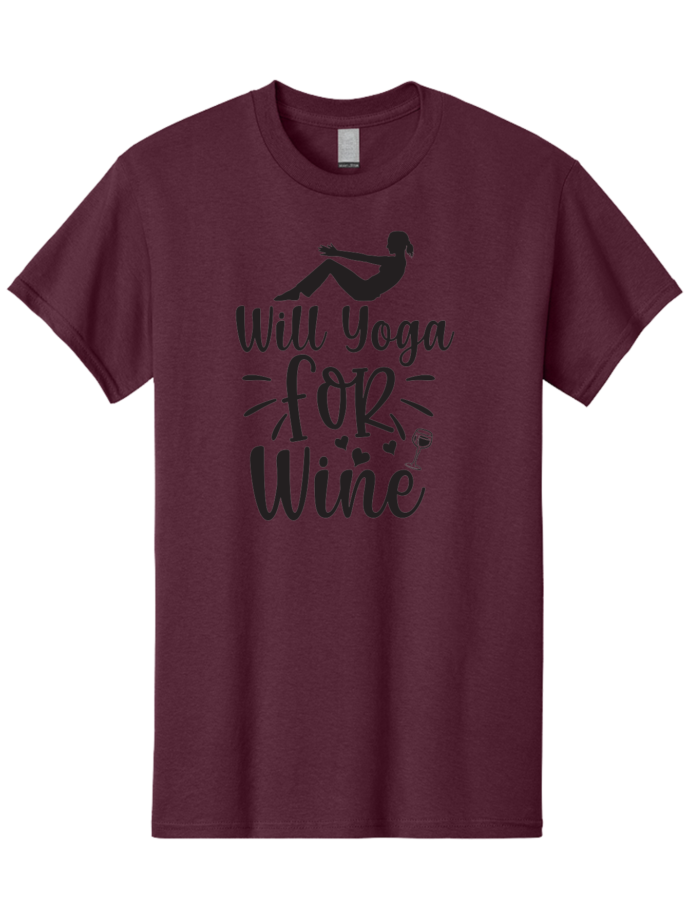 Will-Yoga-For-Wine Men'S Graphic Tee, 100% Cotton, Comfortable Casual Summer Wear, Machine Washable, Yoga Enthusiast, Wine Lover, Fitness Humor, Funny Quote, Yoga For Wine, Wine Glass, Hearts, Relaxed Pose, Zen, Wellness Aad504 23