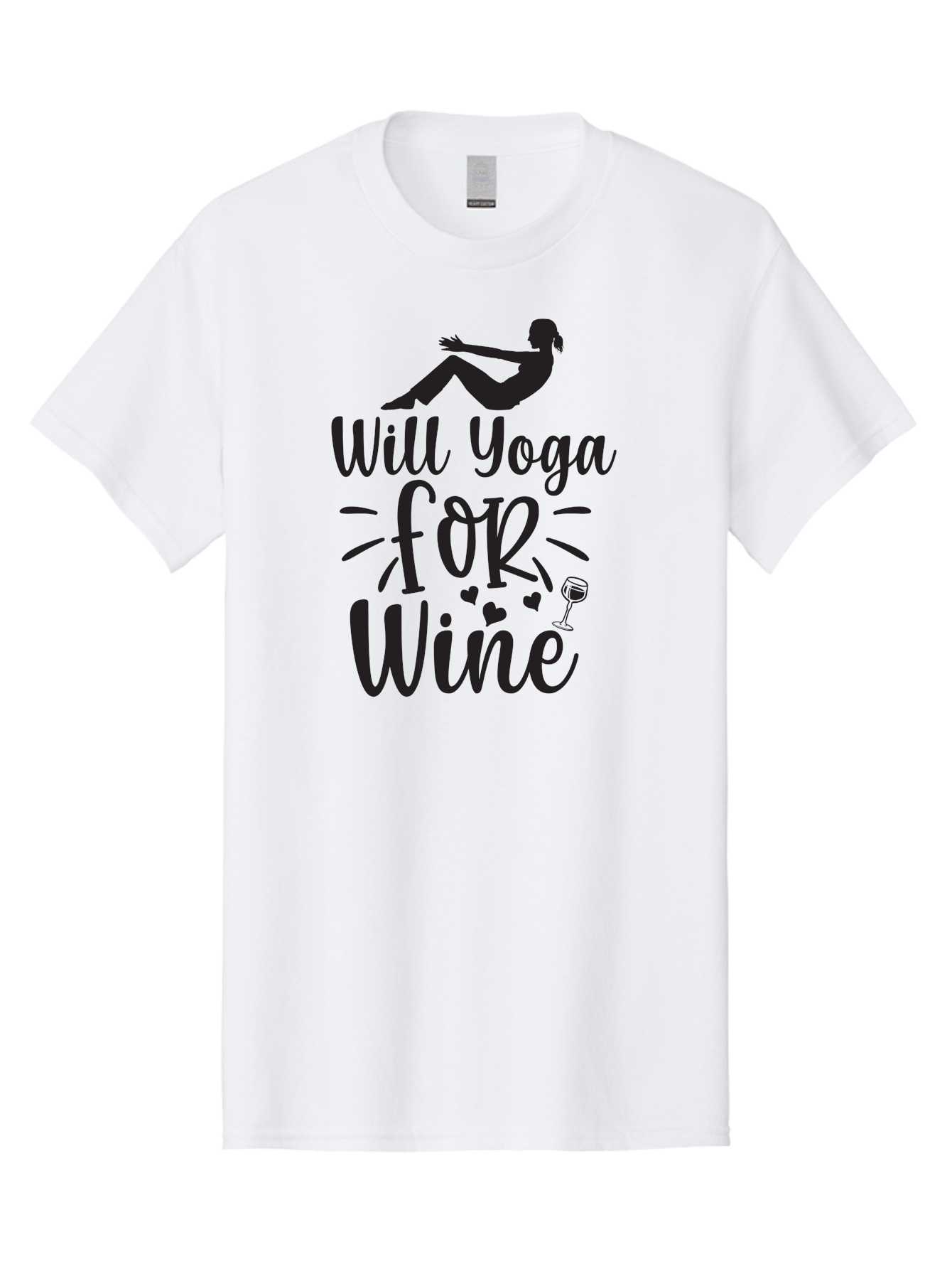 Will-Yoga-For-Wine Men'S Graphic Tee, 100% Cotton, Comfortable Casual Summer Wear, Machine Washable, Yoga Enthusiast, Wine Lover, Fitness Humor, Funny Quote, Yoga For Wine, Wine Glass, Hearts, Relaxed Pose, Zen, Wellness Aad504 25